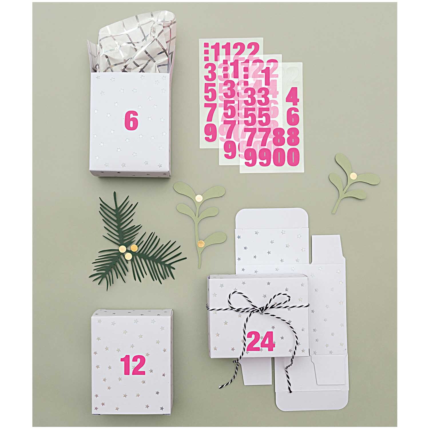 Paper Poetry Office Sticker Zahlen neonpink 4 Bogen von Rico Design
