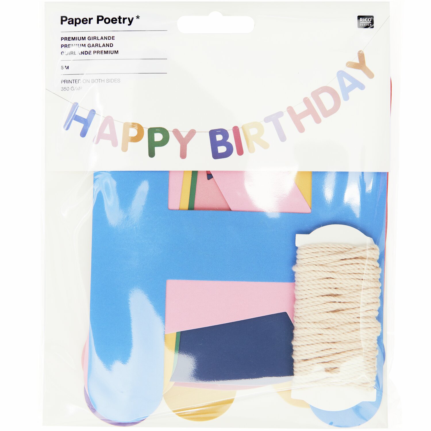 Paper Poetry Girlande Happy Birthday Magic Rainbow 5m Farbe Multicolor von Rico Design