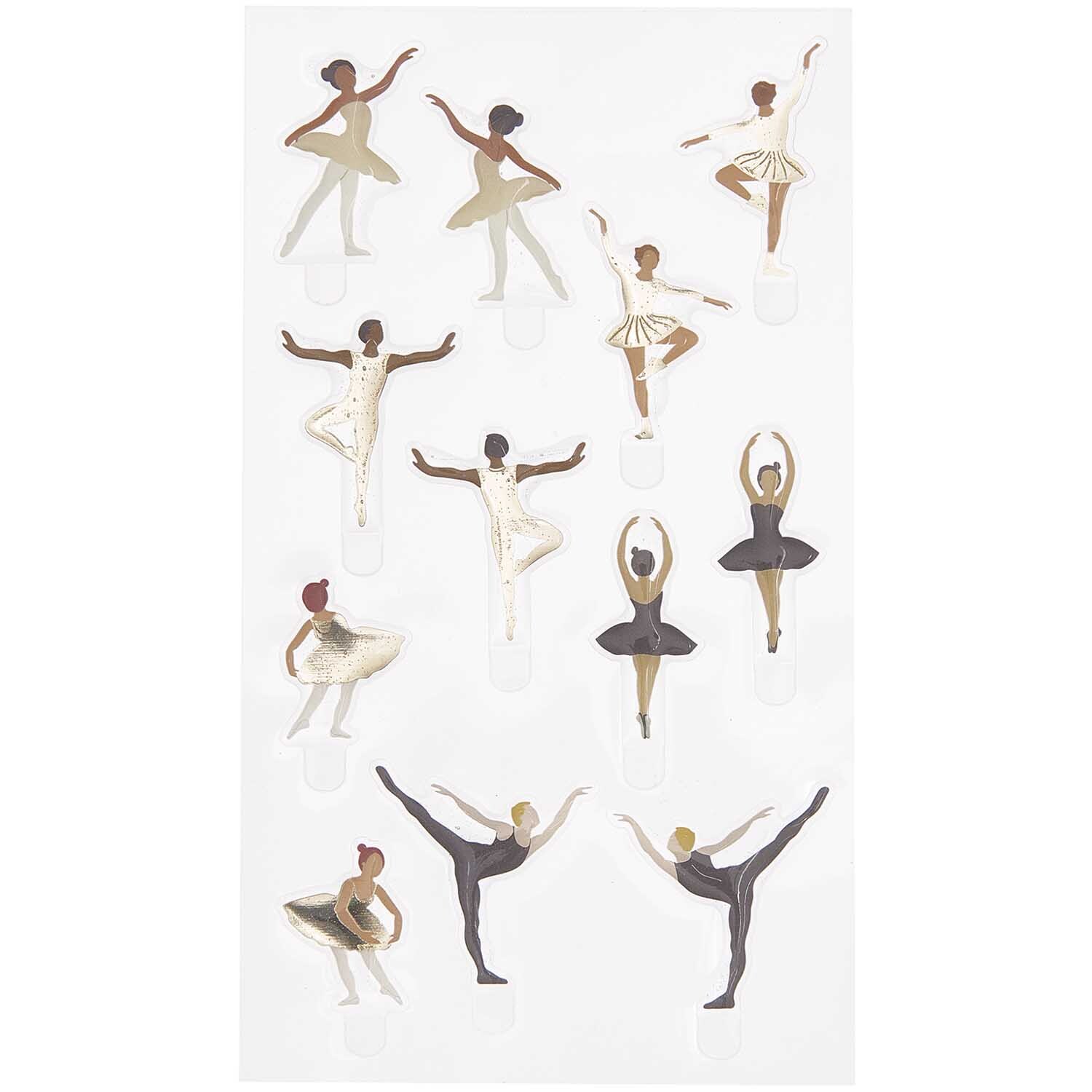 Figurico Gelsticker Balletttänzer zeigen elegante Tänzer in verschiedenen Posen und Farben.