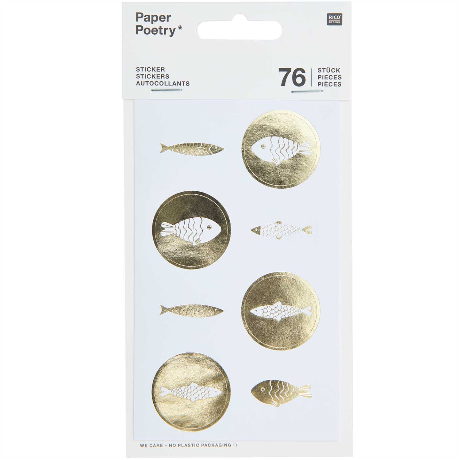 Paper Poetry Sticker Fische weiß-gold 4 Blatt von Rico Design Paper Poetry Sticker Fische weiß-gold von Rico Design zeigen goldene Fischmotive auf weißem Hintergrund. Ideal für kreative Projekte.