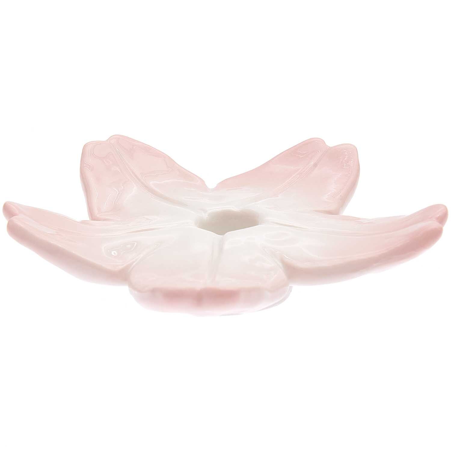 Porzellan Kerzenhalter in Kirschblütenform, zart rosa, von Rico Design, ideal für stilvolle Dekoration.