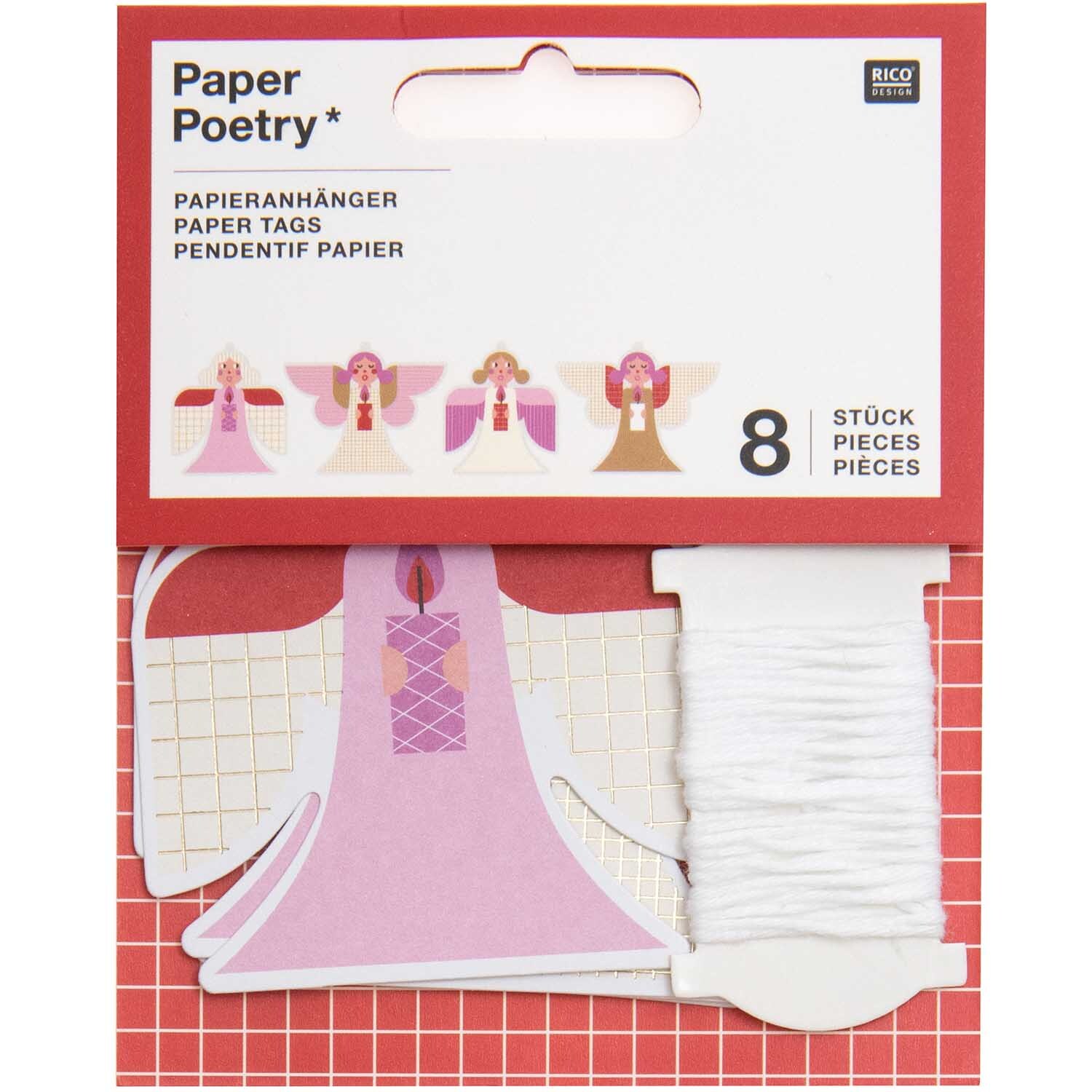 Paper Poetry Papieranhänger Engel 8 Stück von Rico Design