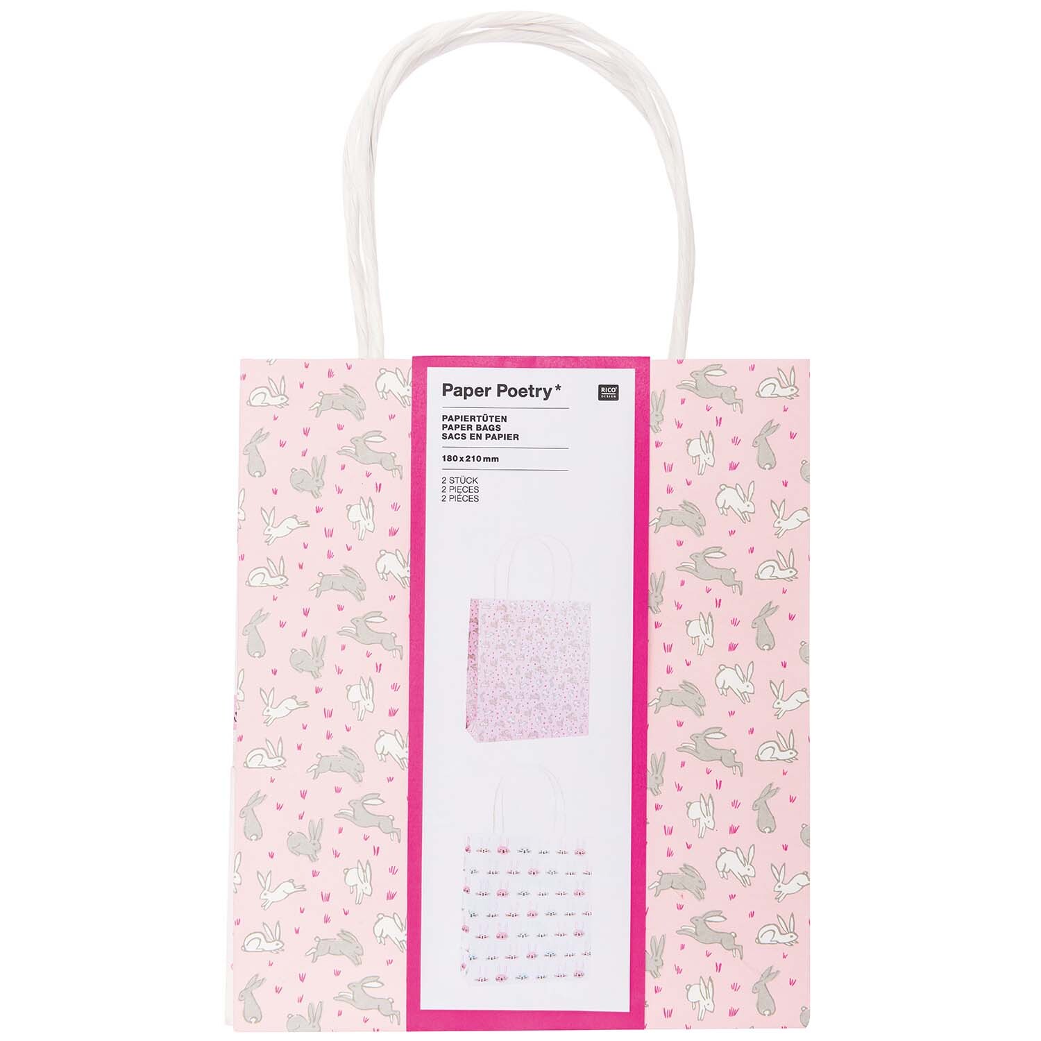 Paper Poetry paper bags bunnies 18x21cm 2 pieces from Rico Design