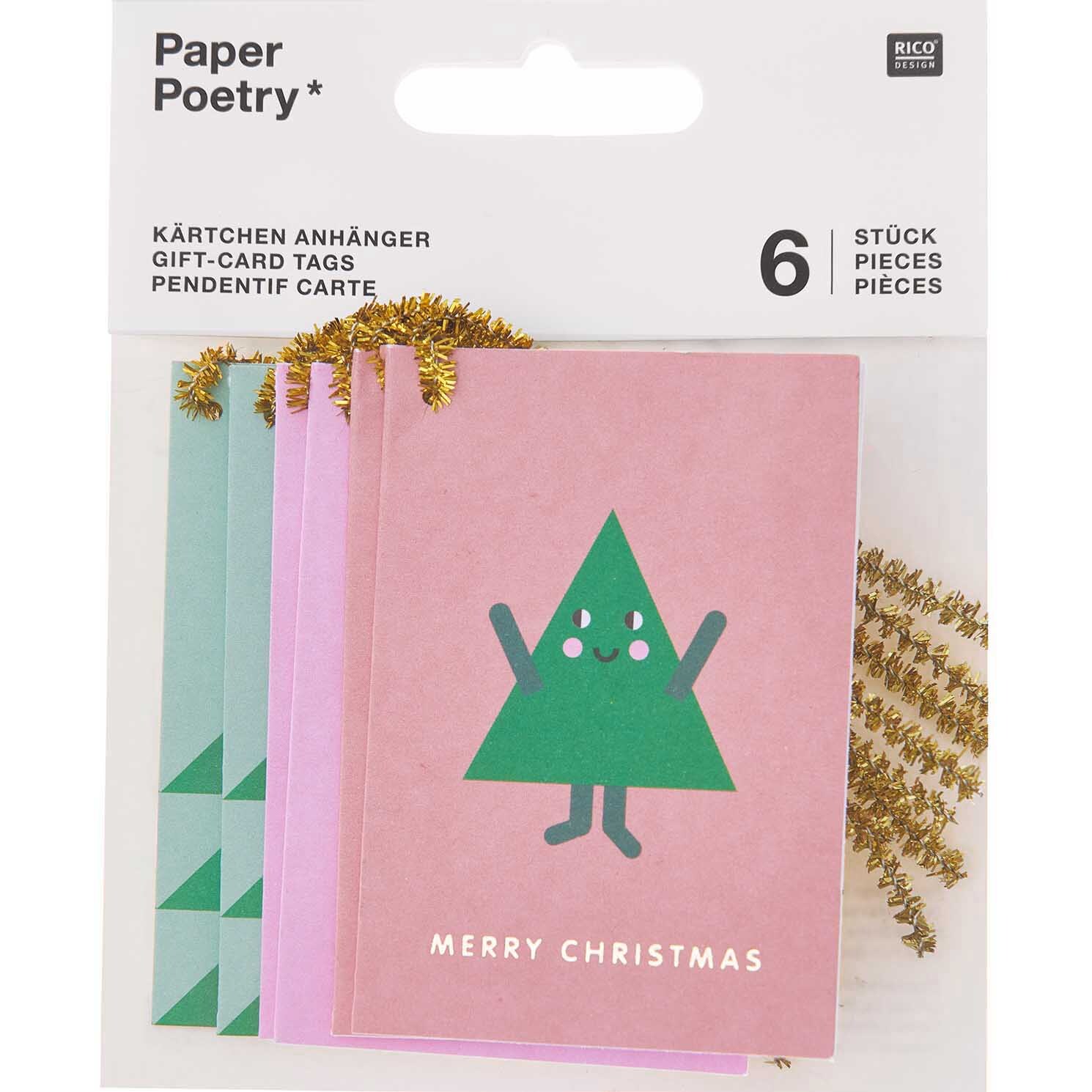 Paper Poetry Kärtchenanhänger pastell Merry Christmas 6 Stück von Rico Design