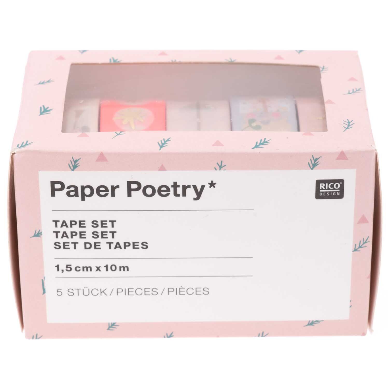 Paper Poetry Tape Set Jolly Christmas Pastell 1,5cm 10m 5-teilig von Rico Design