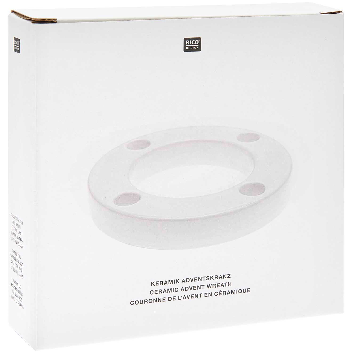 Adventskranz Keramik weiß 12,5cm von Rico Design