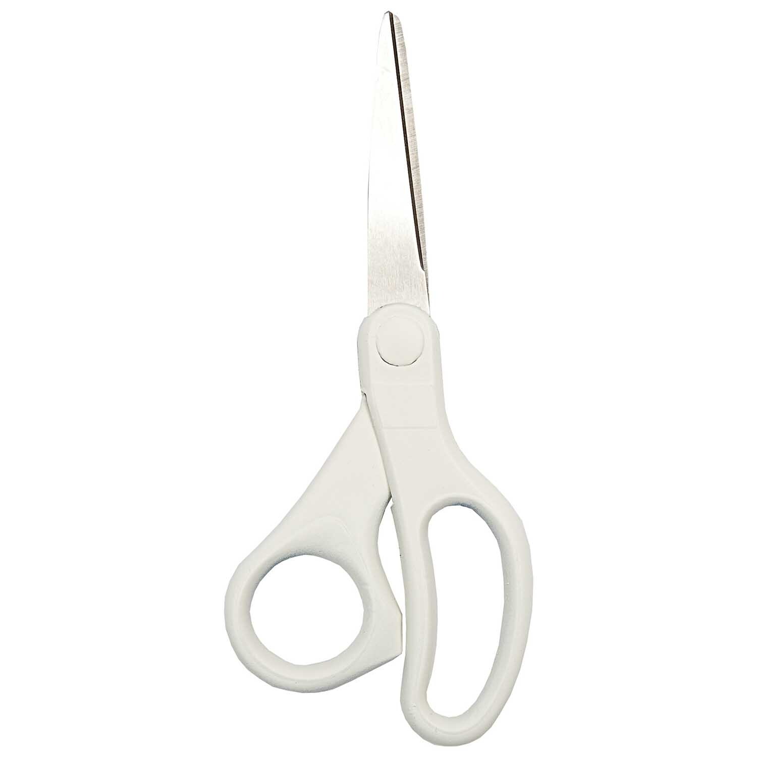 Universal Schere 17,5cm mit Softgrip von Rico Design, weiße Griffe, ideal für präzises Schneiden.
