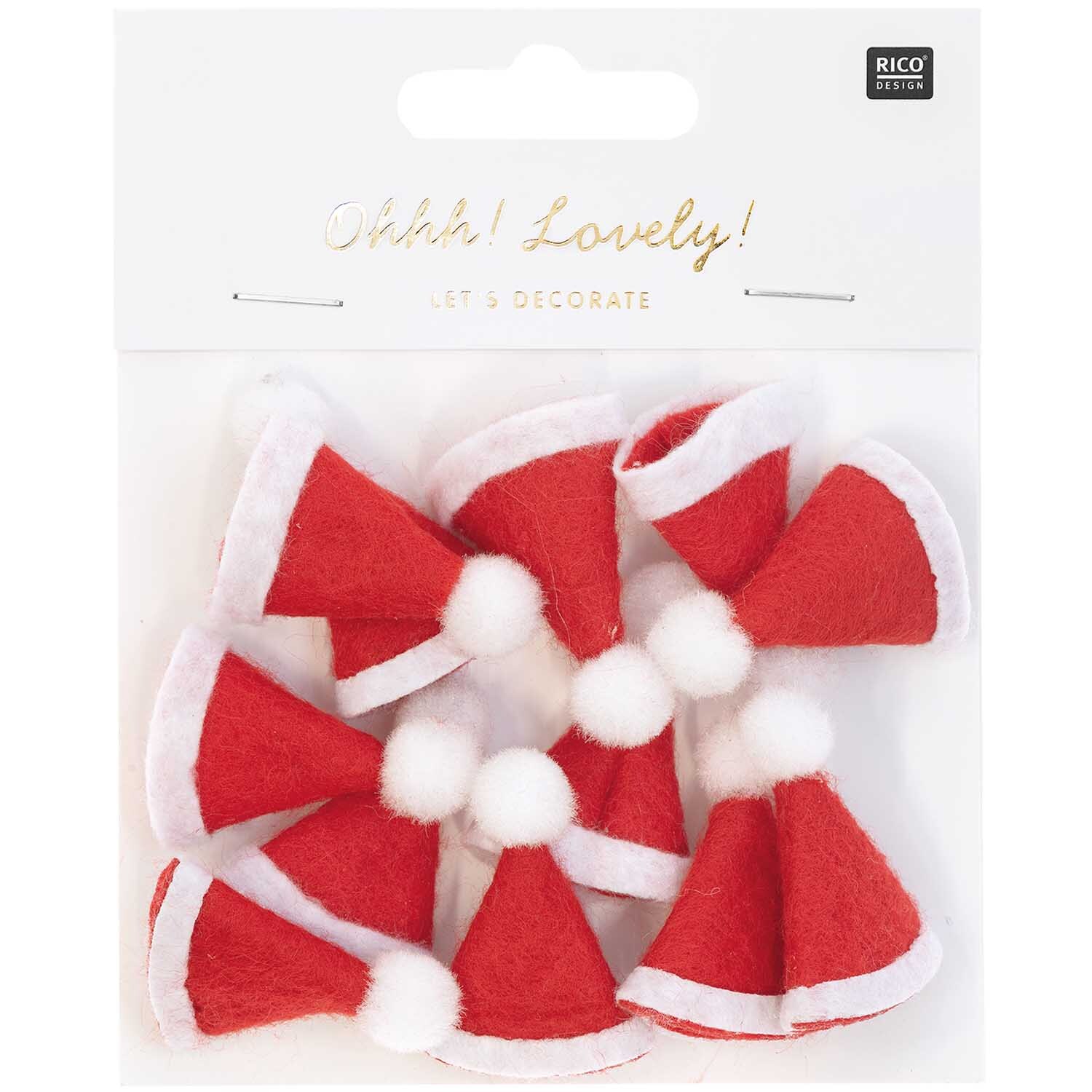 Mini-Weihnachtsmützen rot 2x3,5cm 12 Stück von Rico Design