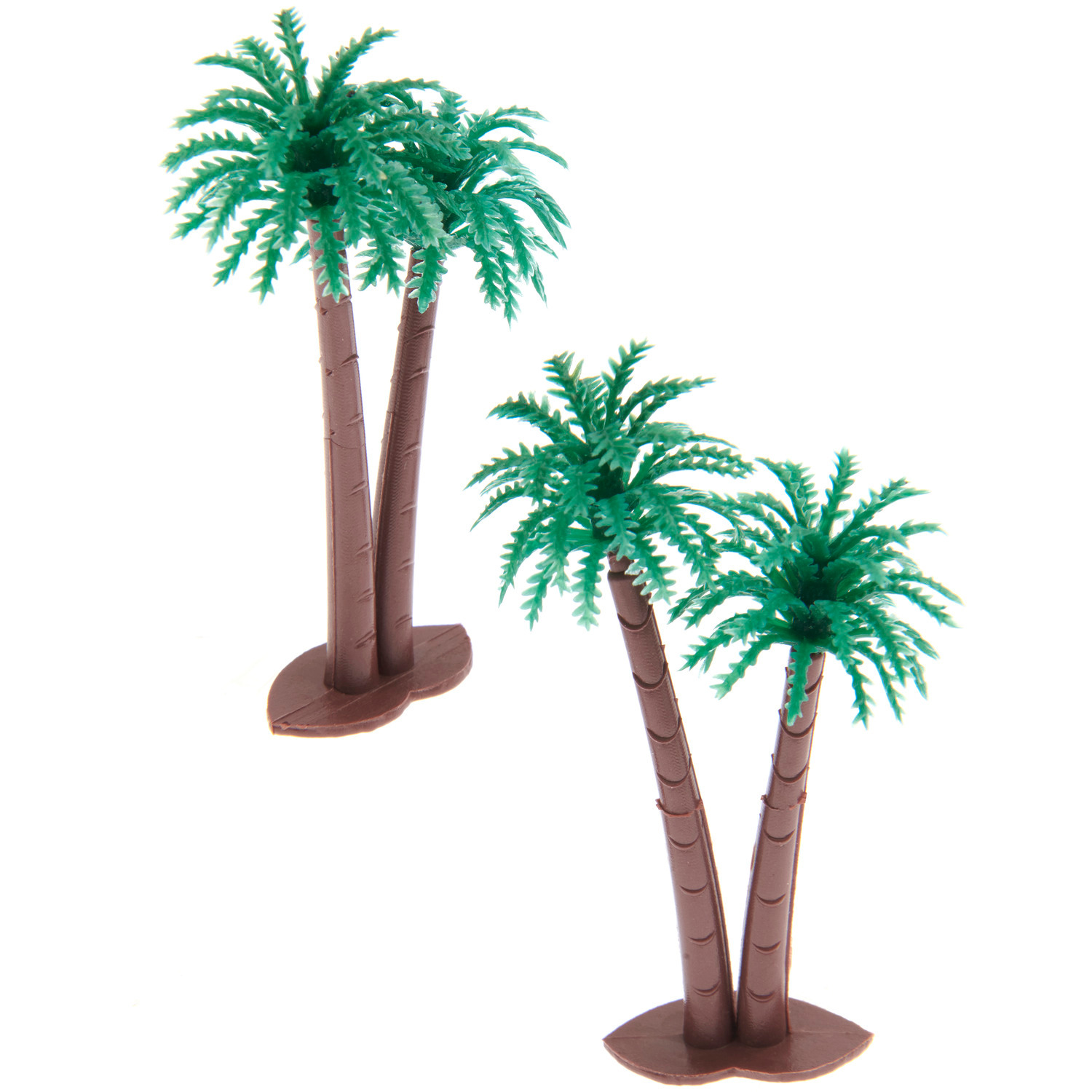 Miniatur Palmen von Rico Design, zwei realistische, grüne Palmen aus Kunststoff, 6,5 cm hoch.