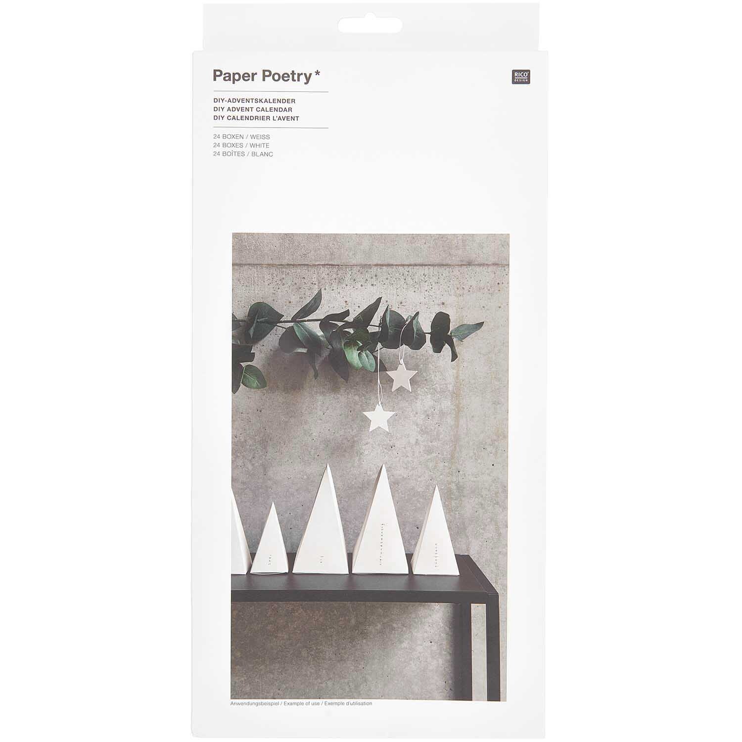 Paper Poetry Adventskalender Bäume 24 Stück Farbe Weiß von Rico Design