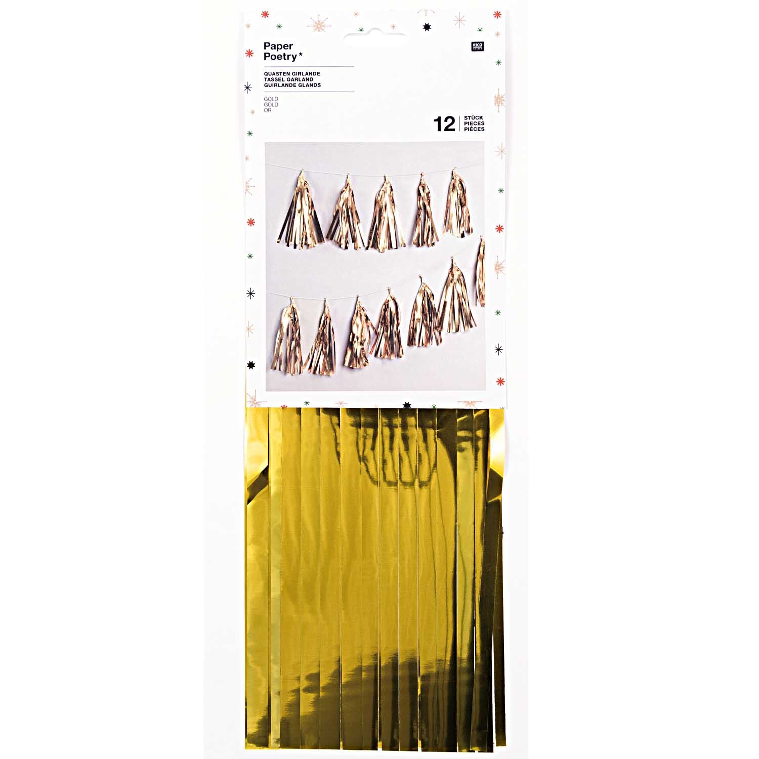 Paper Poetry Girlande Quasten gold 2,8m von Rico Design