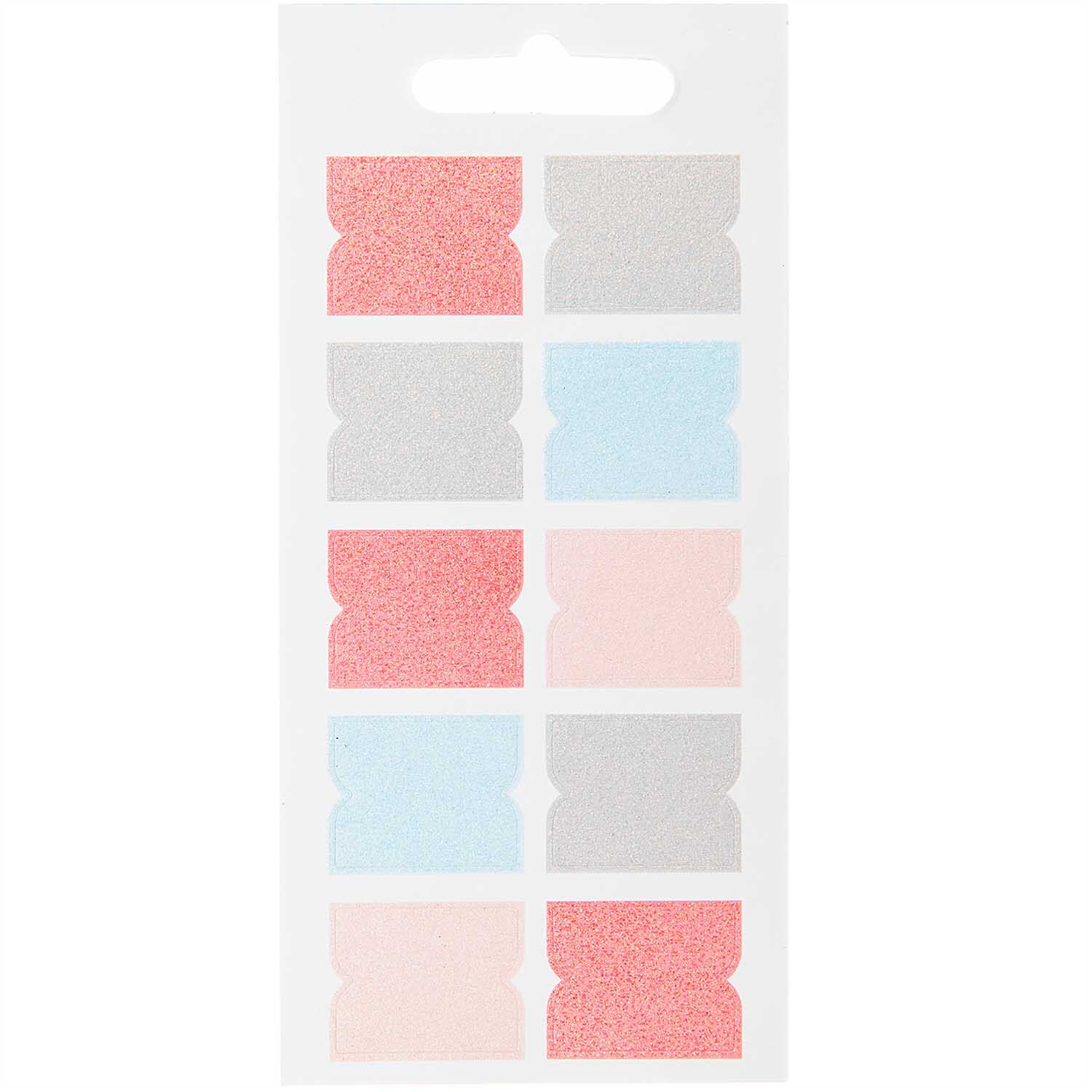 Paper Poetry Stickerbuch Register pastell mit 10 Blättern von Rico Design, zeigt bunte, rechteckige Sticker in Pastelltönen auf weißem Hintergrund.