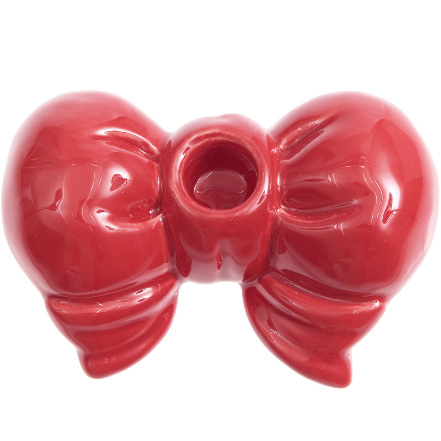 Bougeoir en porcelaine, nœud rond, rouge 4,1 x 13,3 x 9,1 cm from Rico Design