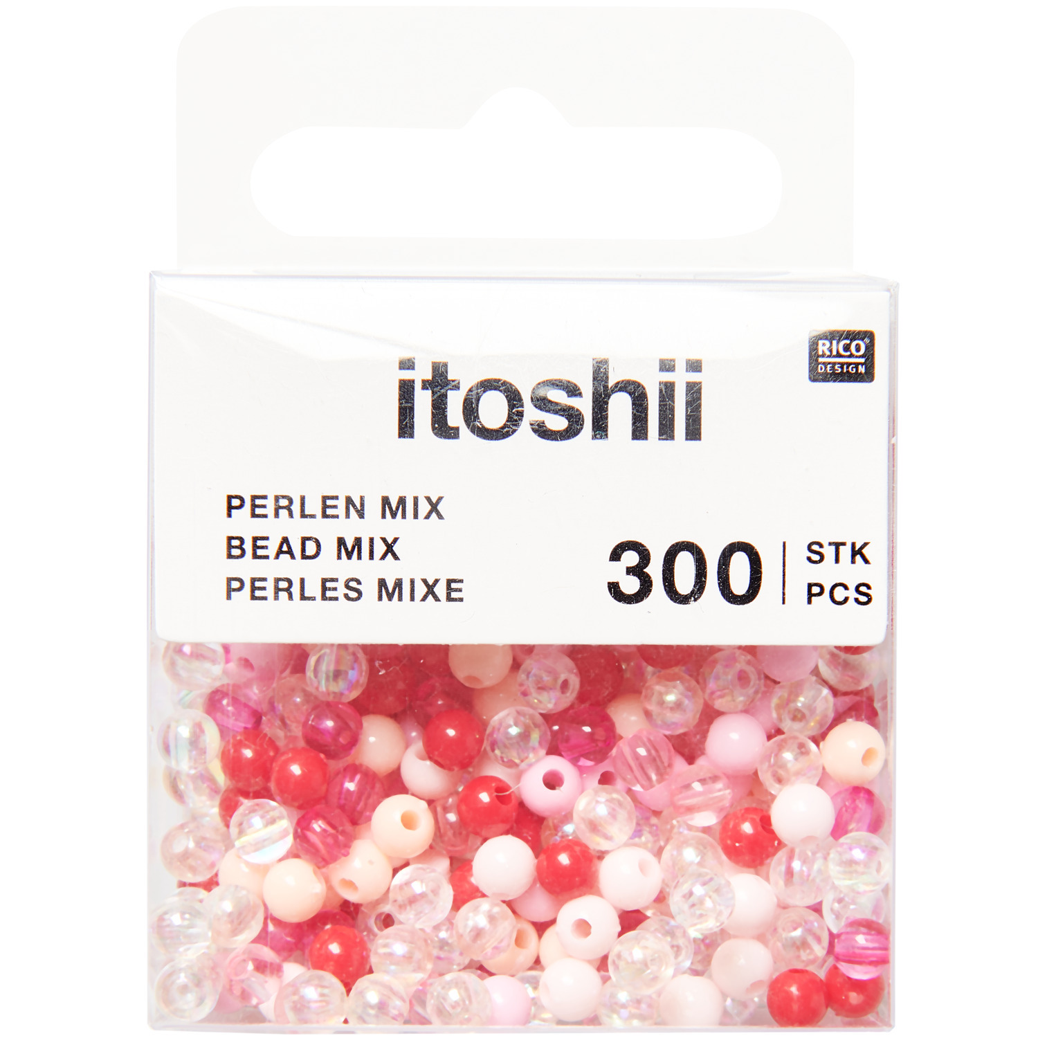 itoshii Kunststoffperlen Rosa/ Irisierend Mix Ø4mm 300 Stück von Rico Design