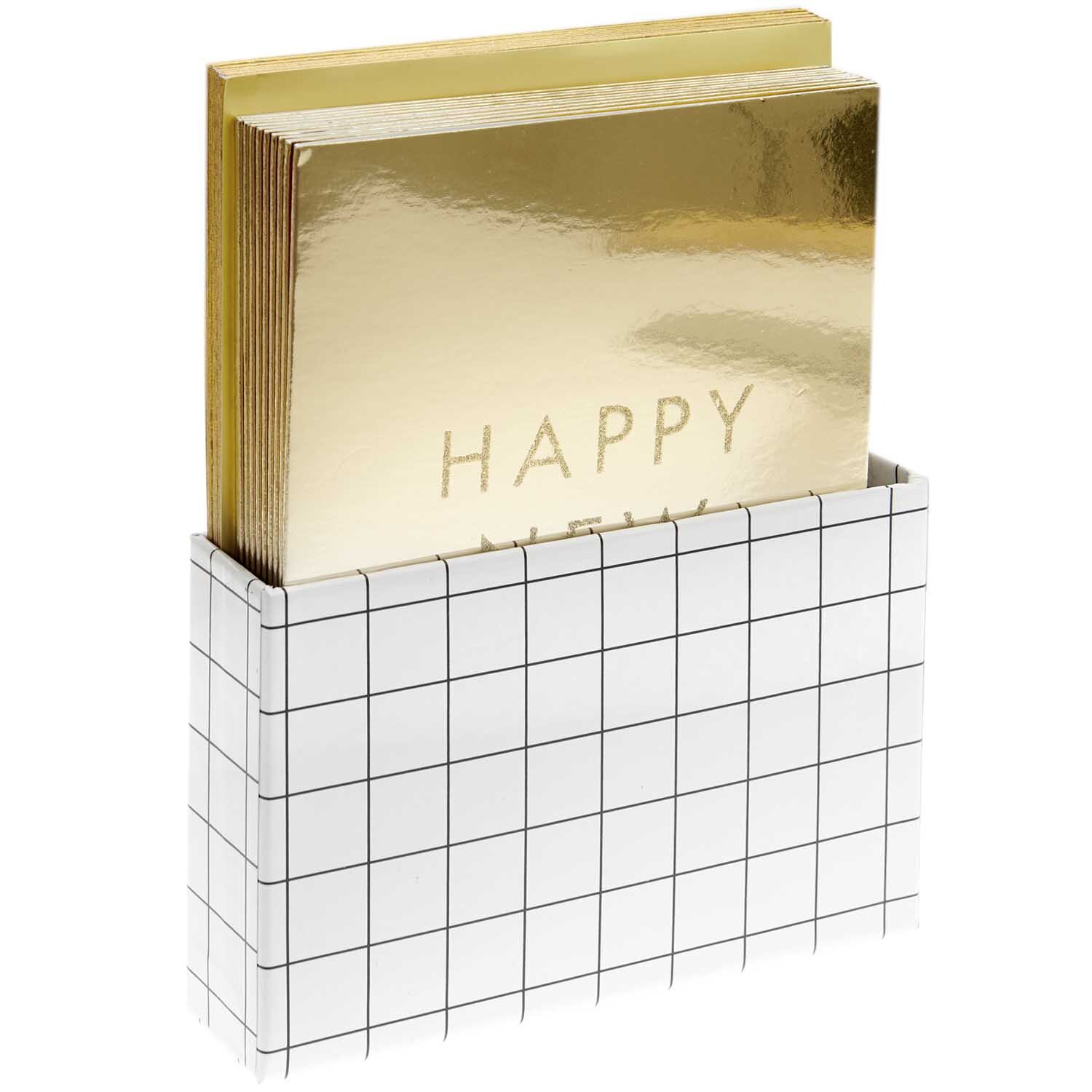 Paper Poetry Kartenset Happy New Year in glänzendem Gold, 20-teilig, von Rico Design in einer stilvollen Verpackung.