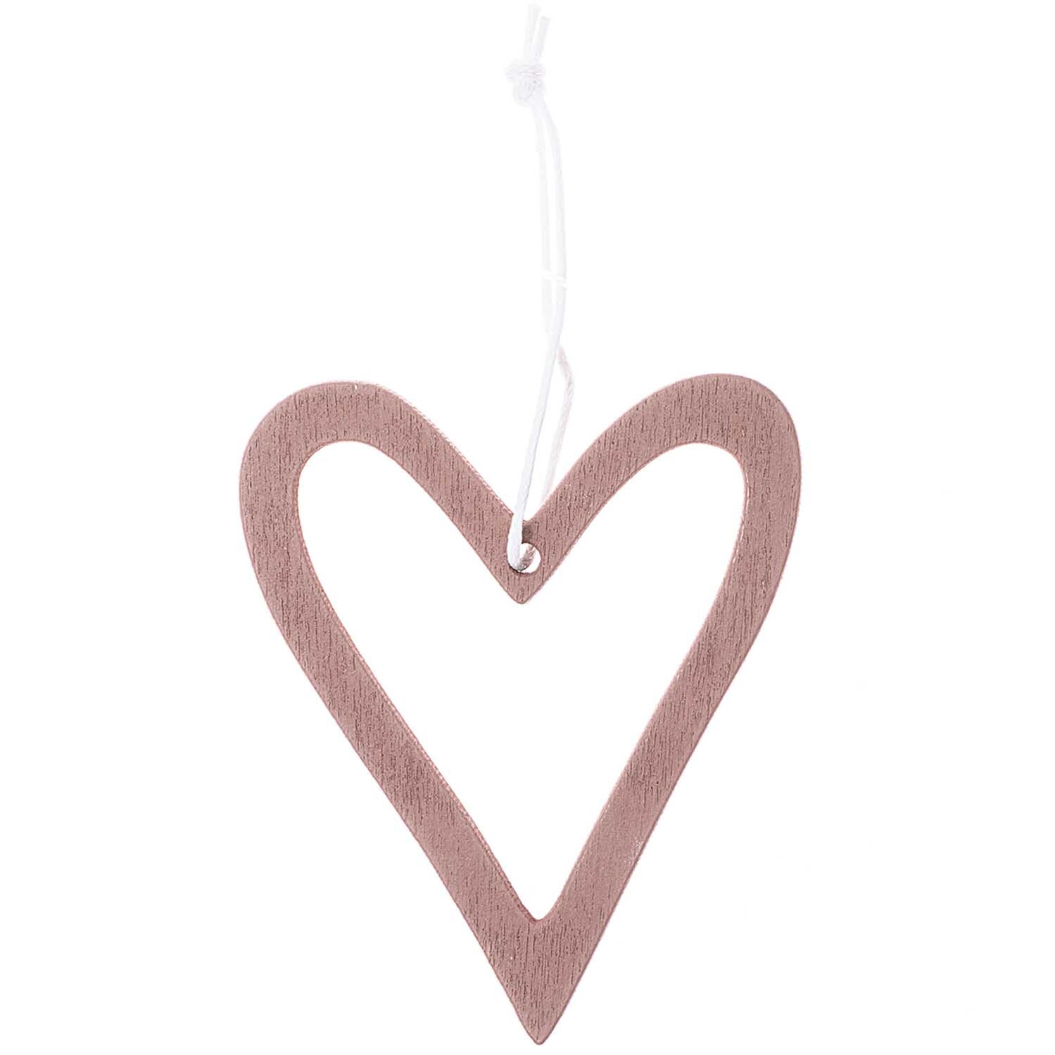 Holzhänger Herz offen rosegold von Rico Design: Ein offenes Herz aus Holz in zartem Rosa, ideal als dekorativer Anhänger.