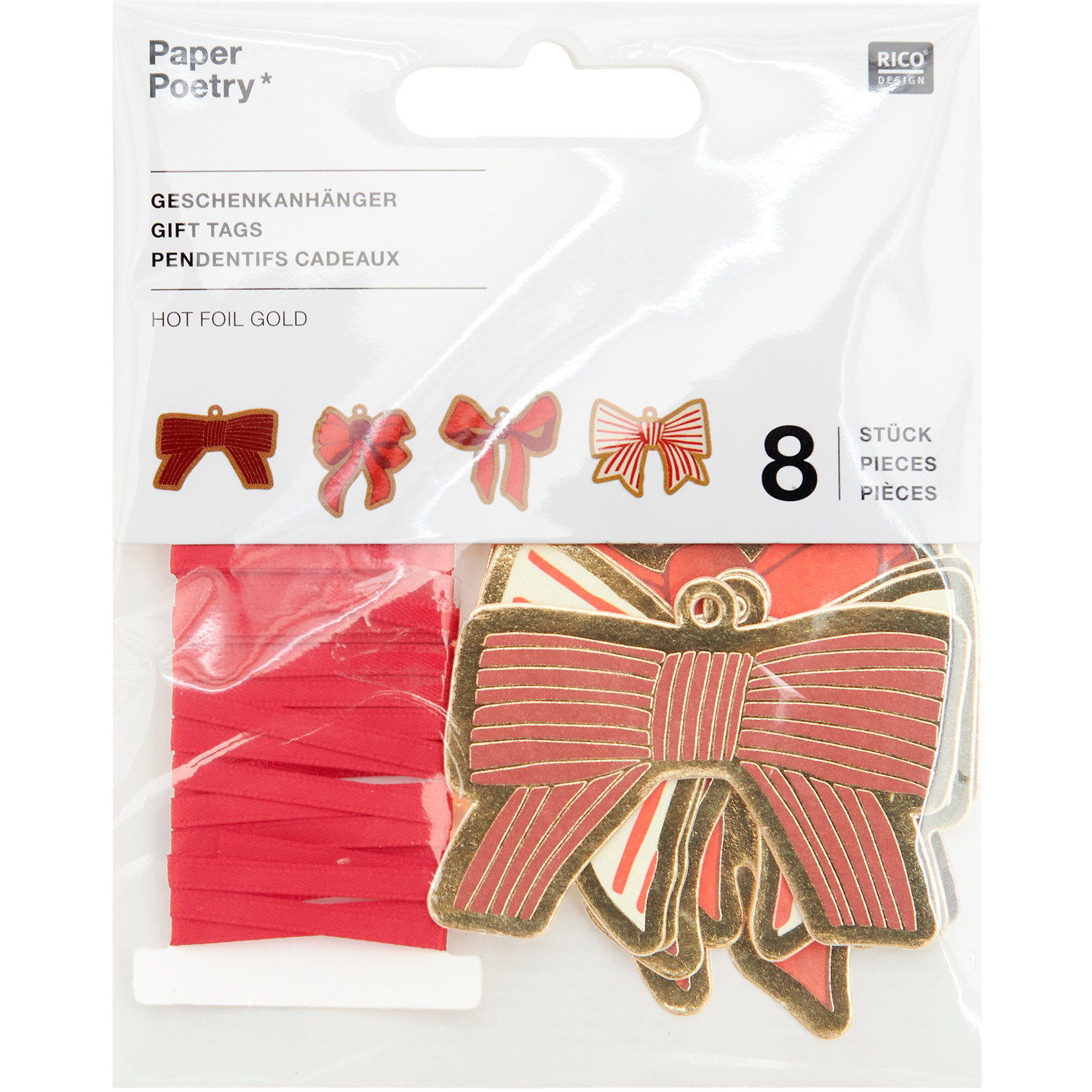 Paper Poetry Geschenkanhänger S Schleifen Classic 6x6cm 8 Stück von Rico Design