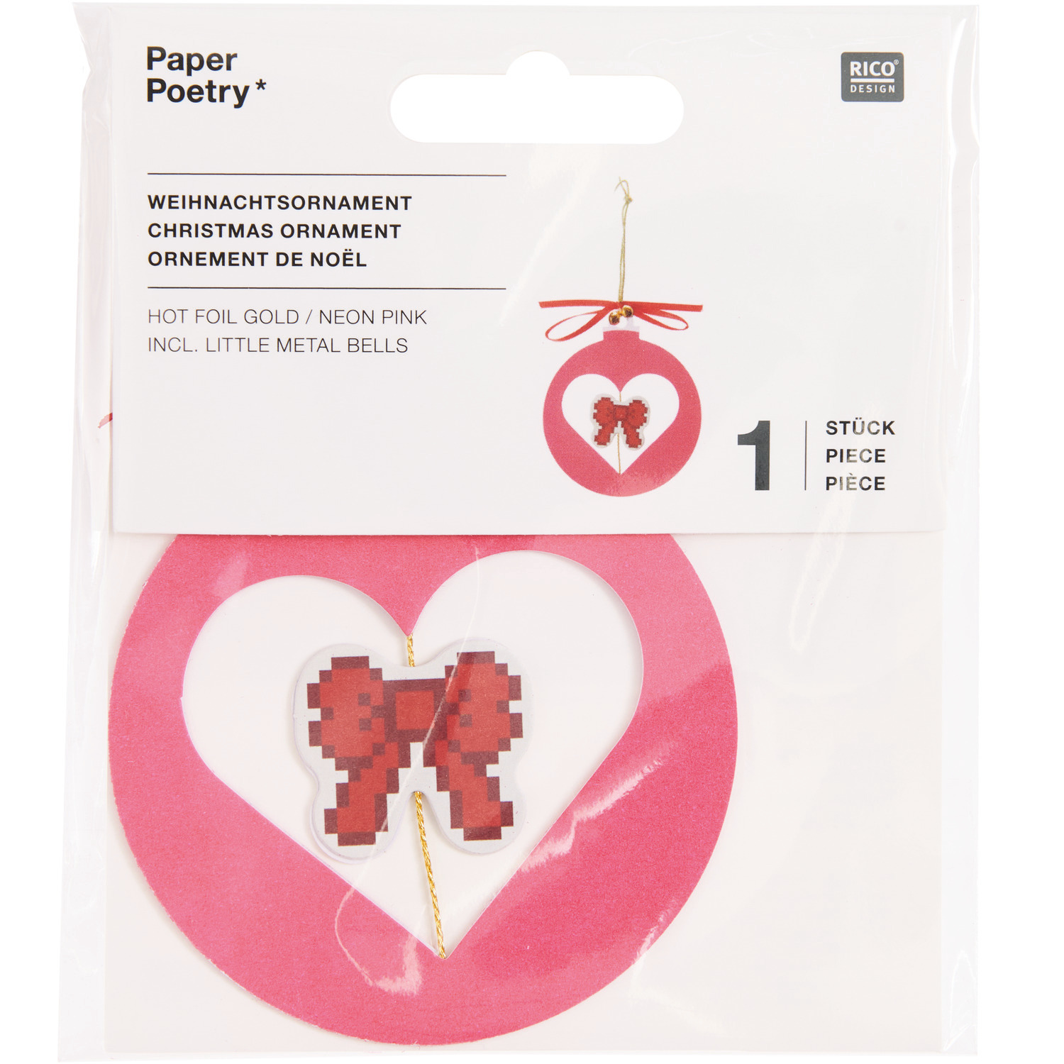 Paper Poetry Papierornament  Neonpink Ø7,5x9cm von Rico Design