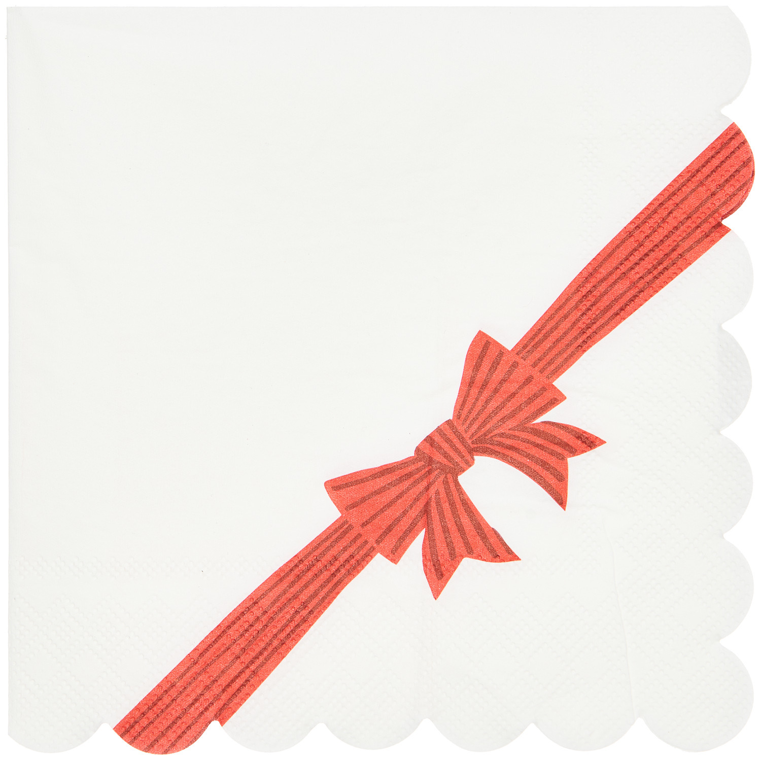 Servietten Schleifenband Weiß mit rotem Band und Schleife, 32x31,5cm, 20 Stück von Rico Design.