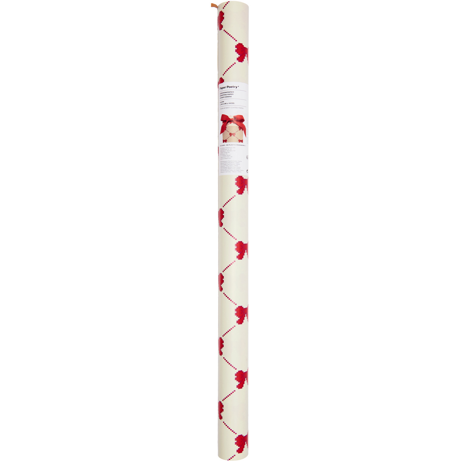 Geschenkpapier Pixel Schleifen 70cm 2m 80g/m² Farbe Creme von Rico Design