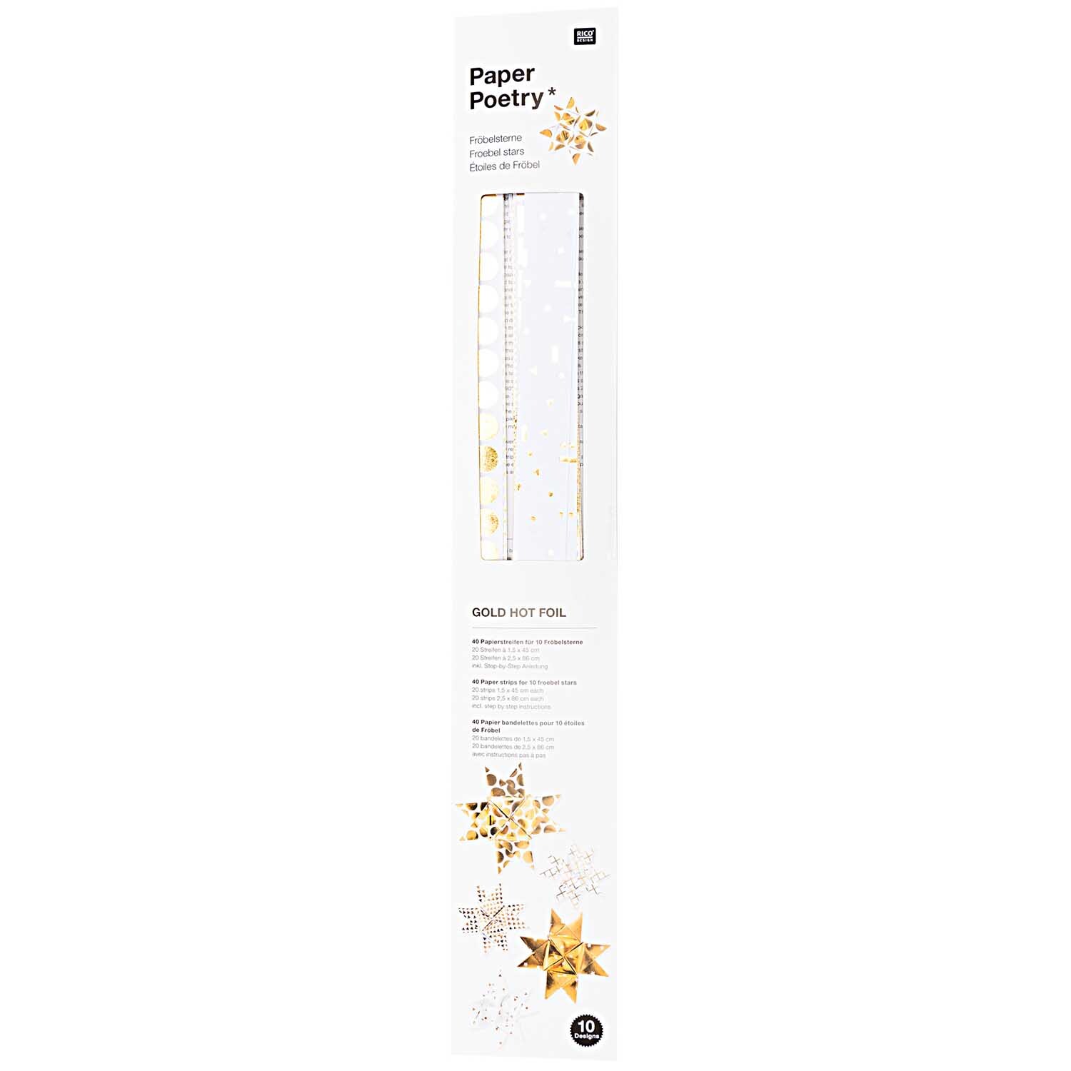 Paper Poetry bandes de Fröbel Graphic blanc-doré 40 pièces from Rico Design