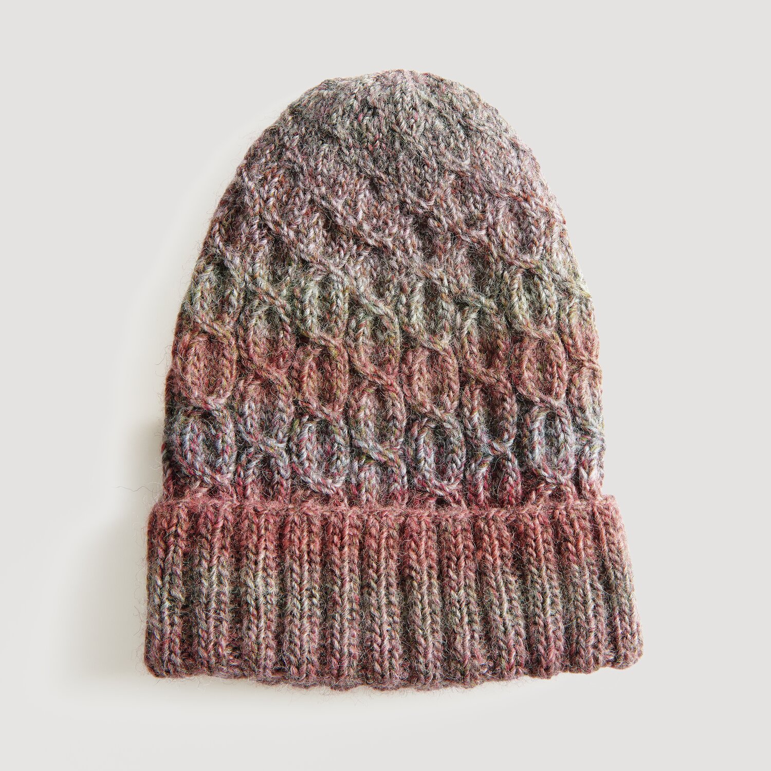 Creative Melange Alpaca Wonderball dk 100g 300m Farbe Forest von Rico Design Strickset Mütze Modell 14: Handgestrickte Mütze in herbstlichen Farben aus Alpaka-Wolle.