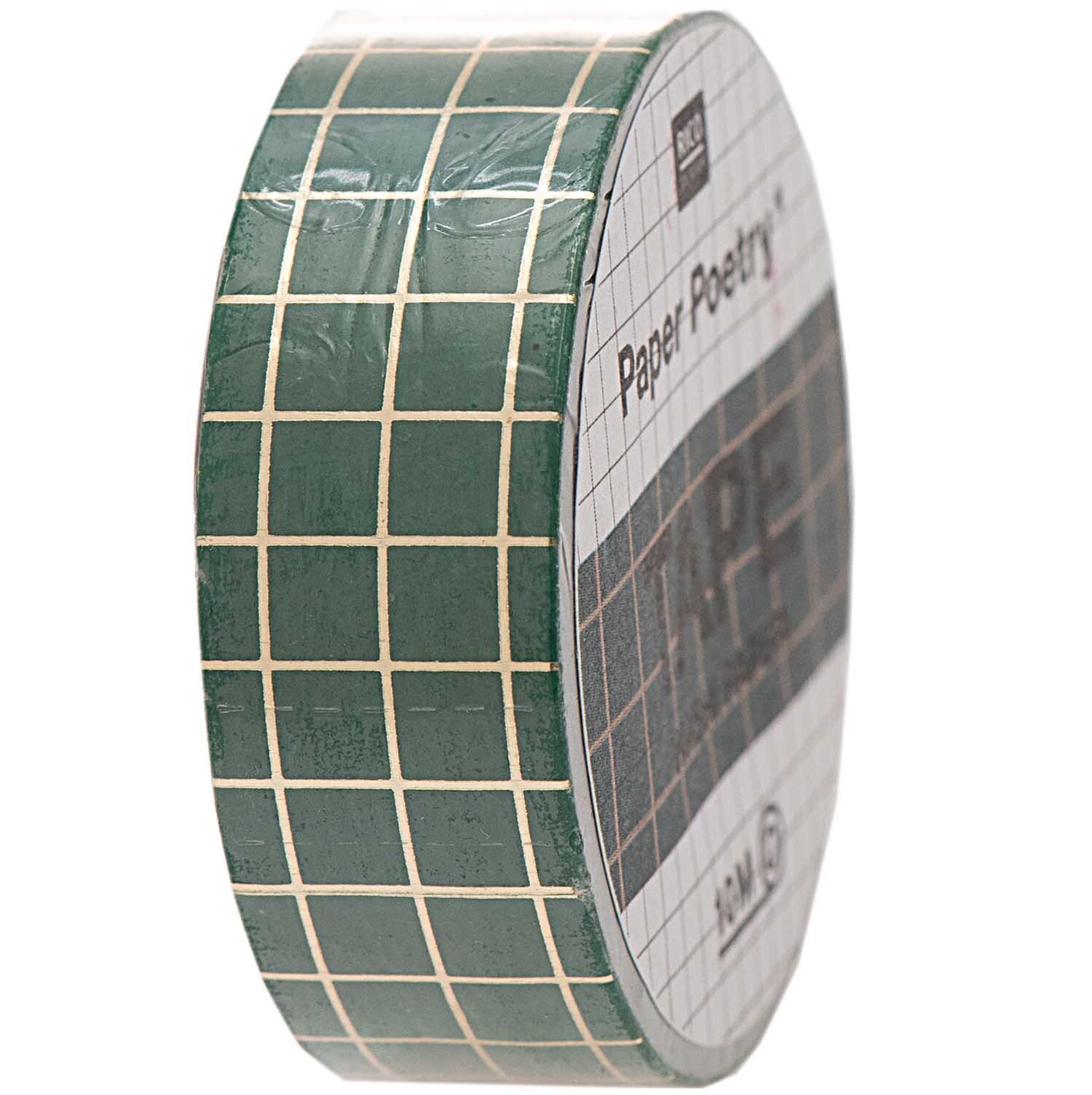 Paper Poetry Tape kariert grün-gold 1,5cm 10m von Rico Design