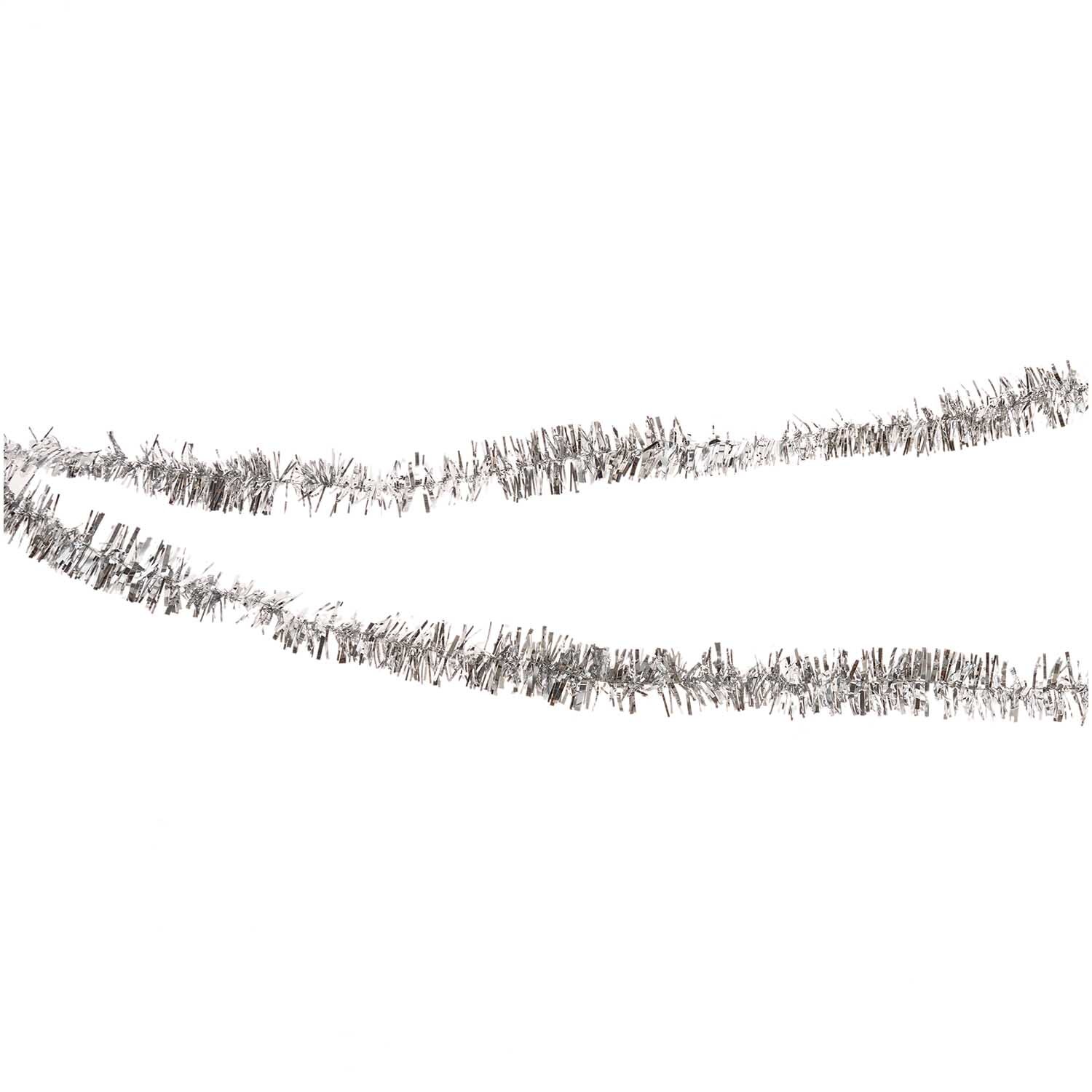 Girlande Lametta 5m von Rico Design in schimmerndem Silber, ideal für festliche Dekorationen.