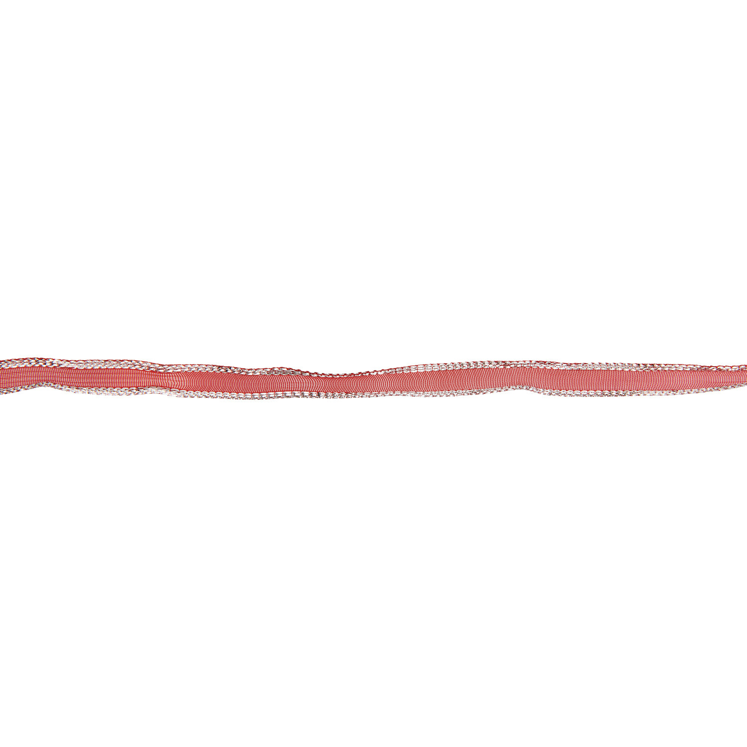 Organzaband mit Drahtkante von Rico Design in Rot und Silber, ideal für kreative Dekorationen.