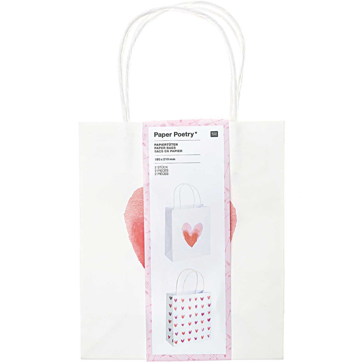 Paper Poetry Papiertüten It must be love Herzen aquarell 2 Stück von Rico Design