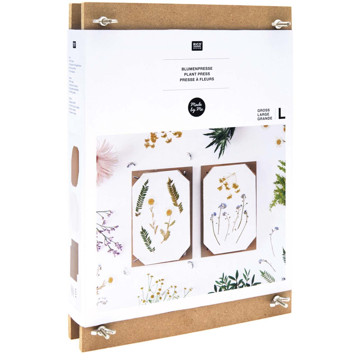 Blumenpresse von Rico Design mit Holzrahmen, ideal zum Pressen von Blumen und Blättern.