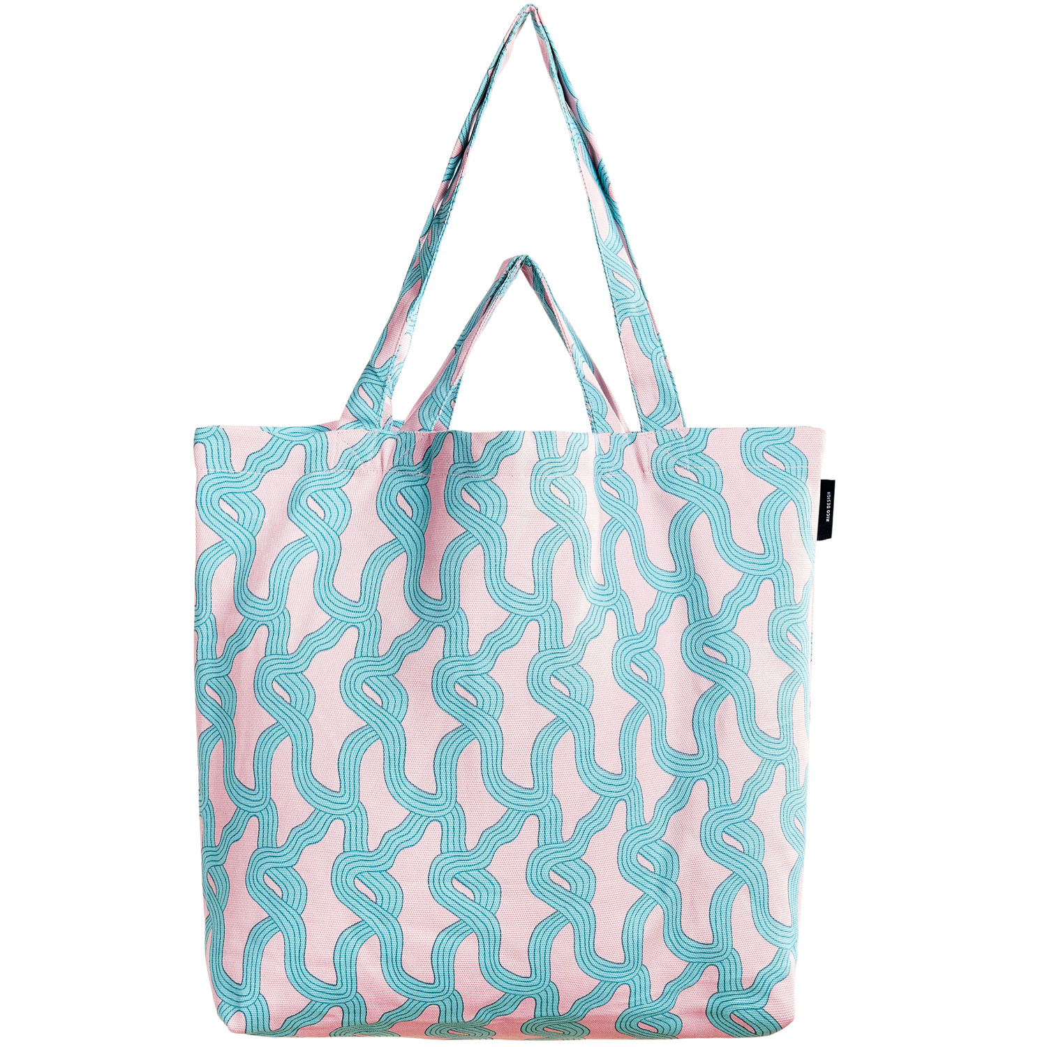 Canvas-Shopper Myzel Rosa mit blauem Muster, von Rico Design. Praktische Größe: 38x40x13cm. Ideal für den täglichen Gebrauch.