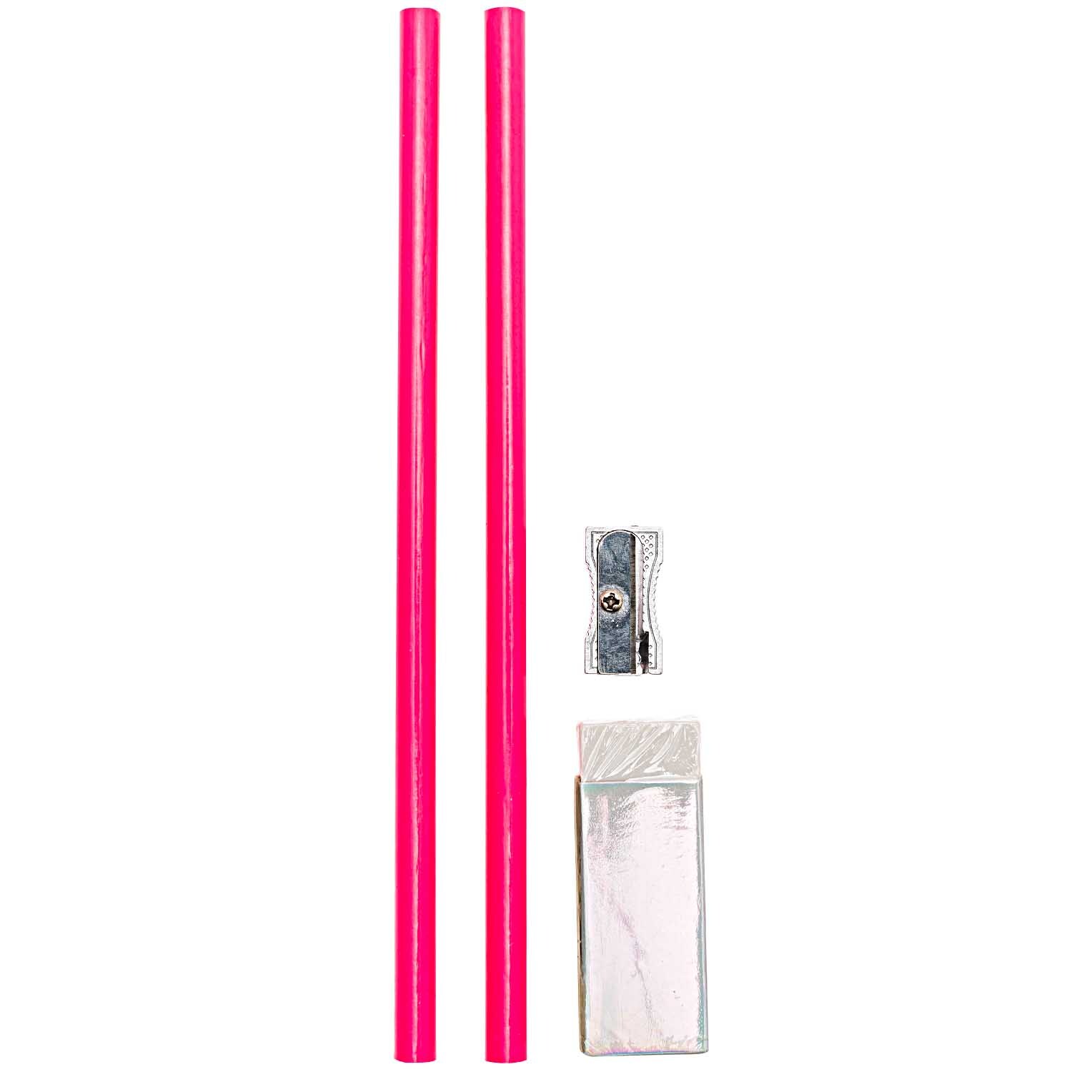 Paper Poetry Etuiset holographisch 12,5x24 5-teilig von Rico Design Paper Poetry Etuiset holographisch 12,5x24: Zwei pinke Stifte, Anspitzer und Radiergummi von Rico Design.