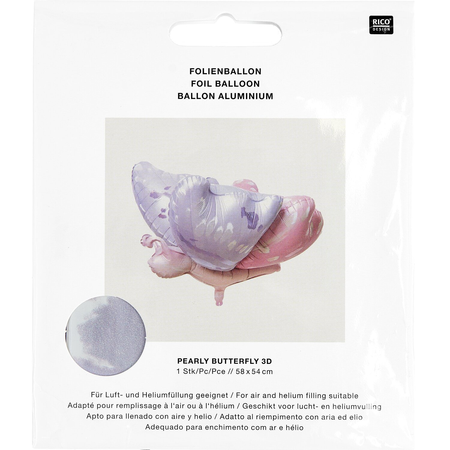 Folienballon 3D-Schmetterling Blau/Rosa 58x54cm von Rico Design