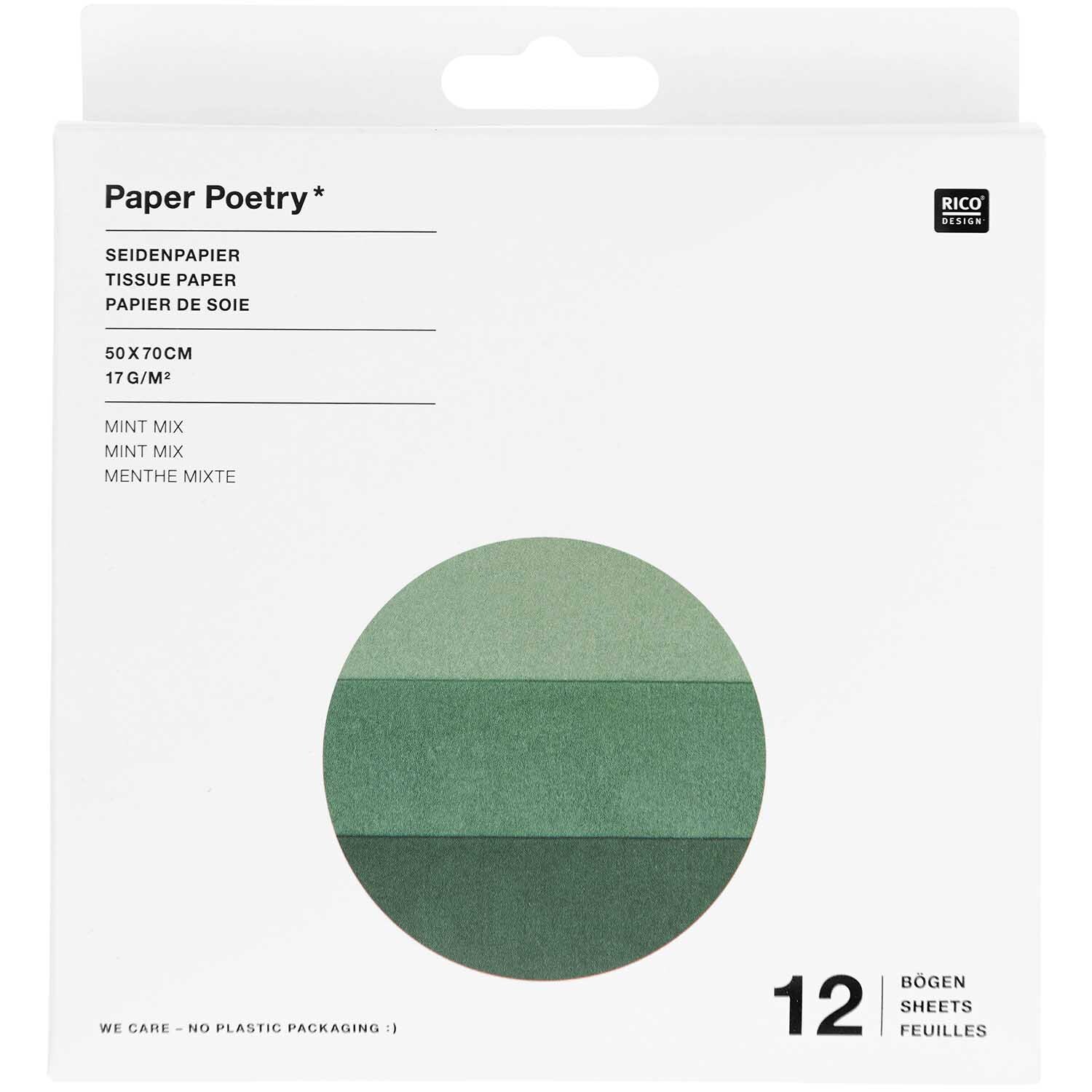 Paper Poetry Seidenpapier mint sortiert 50x70cm 12 Bögen von Rico Design