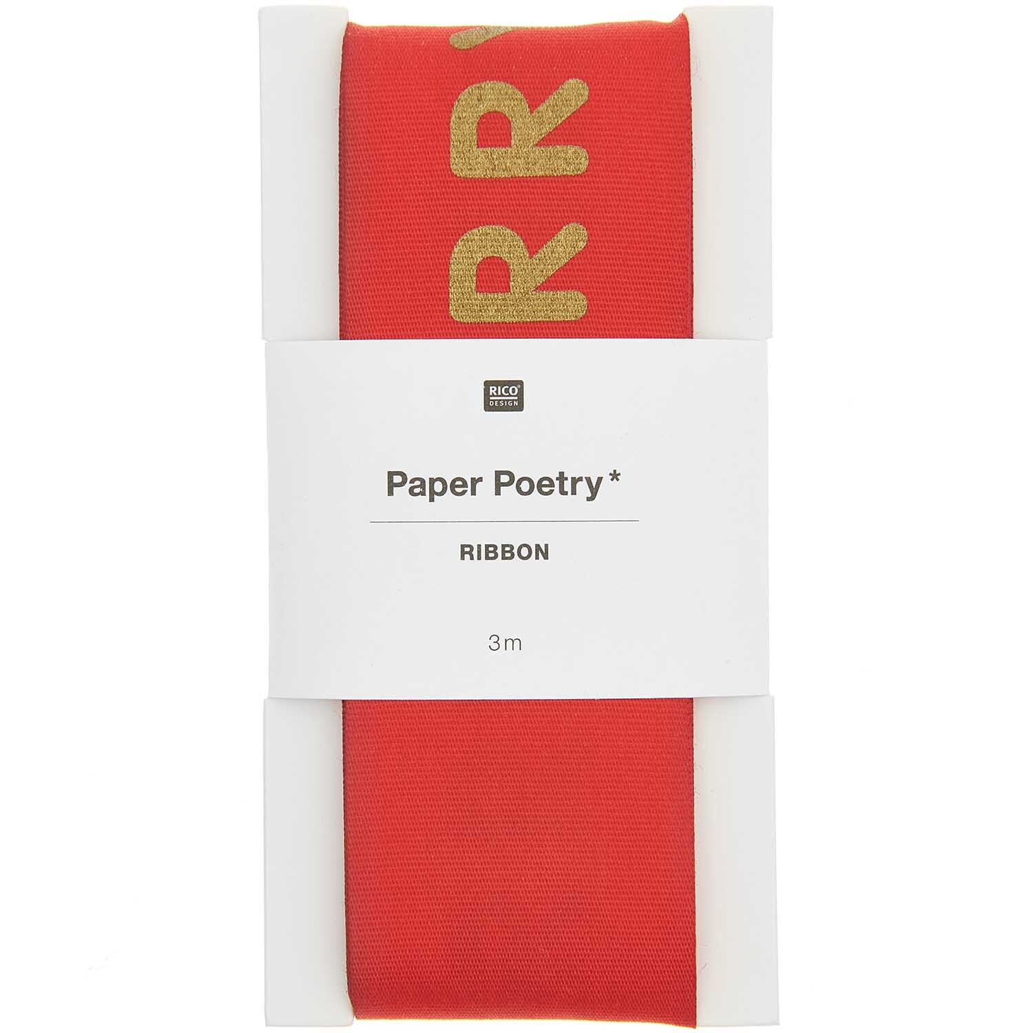 Paper Poetry Taftband Merry Christmas rot 38mm 3m von Rico Design