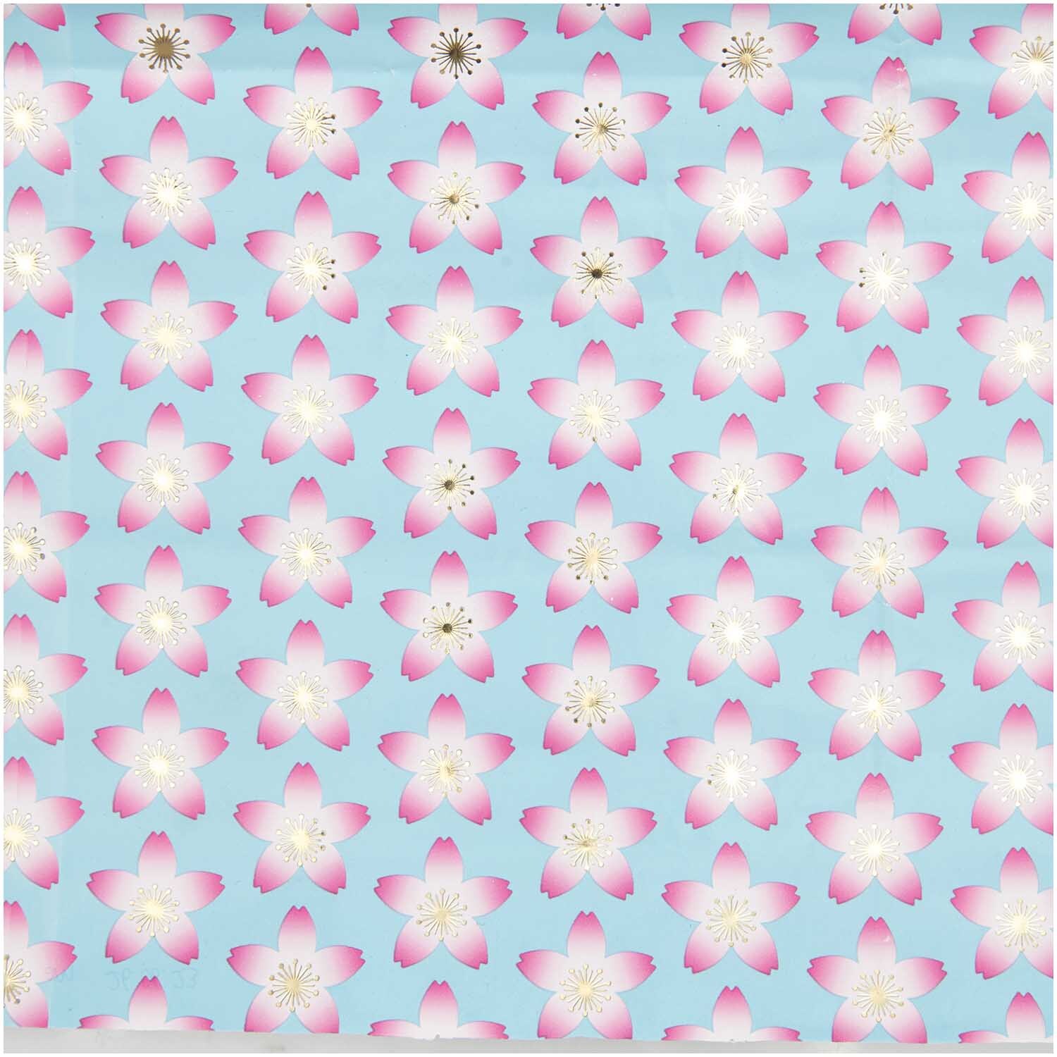 Geschenkpapier Kirschblüten Blau 70cm 2m 80g/m² von Rico Design Geschenkpapier Kirschblüten Blau mit zartem Blumenmuster, ideal für stilvolle Verpackungen.