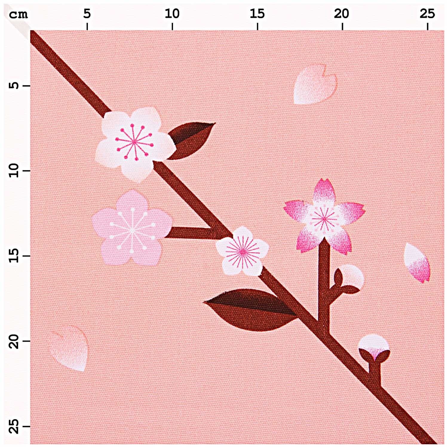 Stoffabschnitt Canvas Kirschblüten pfirsich 50x140cm von Rico Design Stoffabschnitt Canvas Kirschblüten pfirsich zeigt zarte Blüten auf einem Zweig, ideal für kreative Projekte.