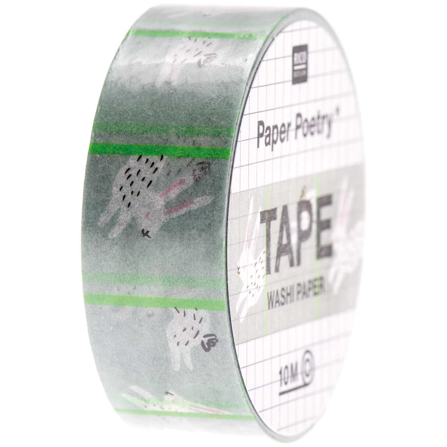 Paper Poetry Tape Bunny Hop mint 1,5cm 10m von Rico Design