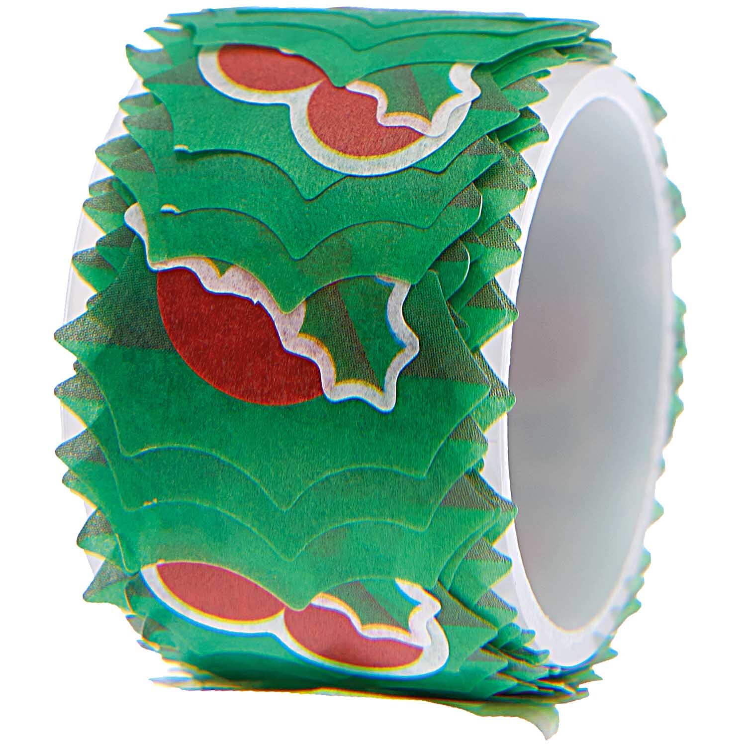 Washi Sticker Ilex 200 Stück: Grüne Blätter mit roten Beeren, ideal für kreative Bastelprojekte. Marke: Rico Design.