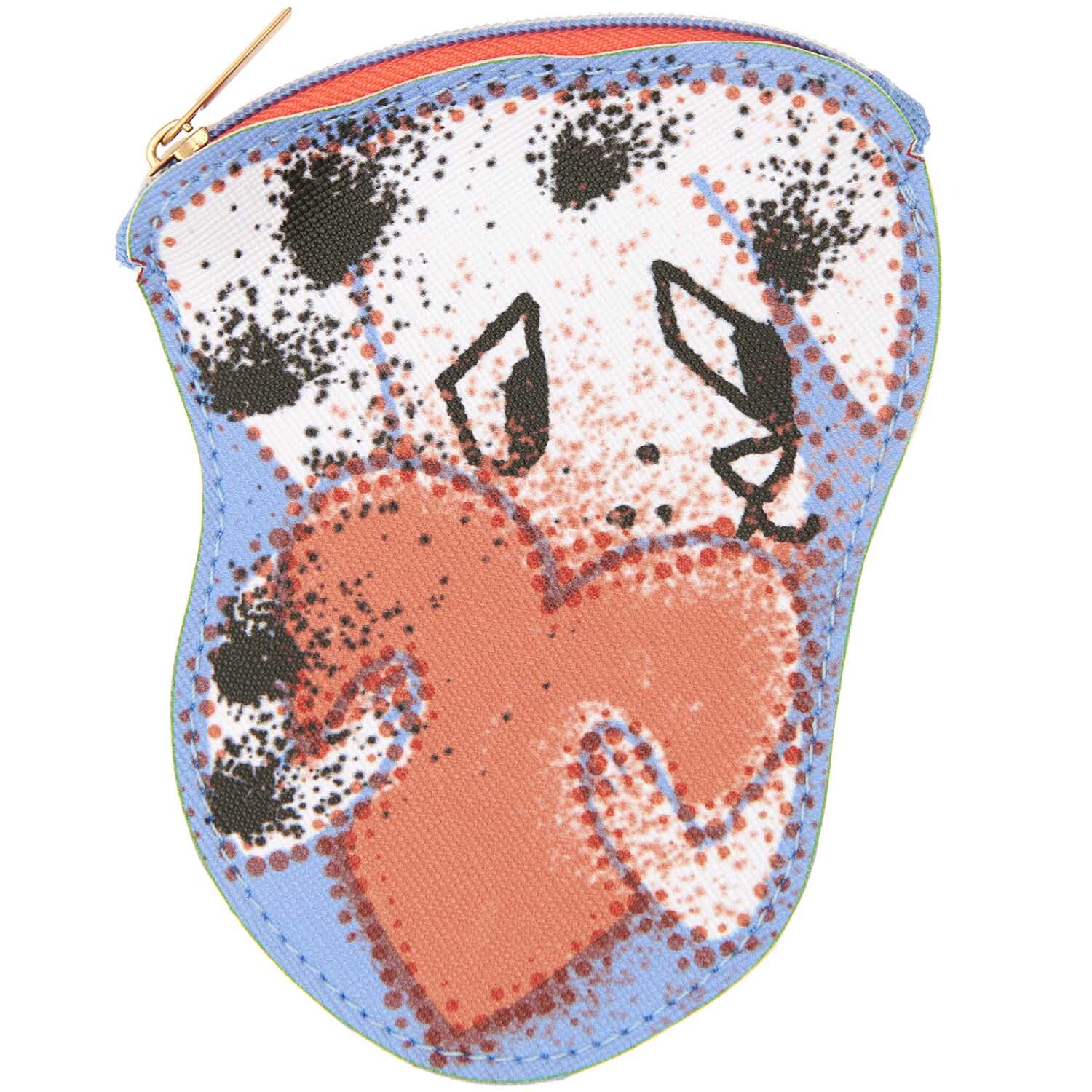Portemonnaie Heartbreaker 9,5x12,5cm mit Herzmotiv und abstraktem Design auf blauem Hintergrund.