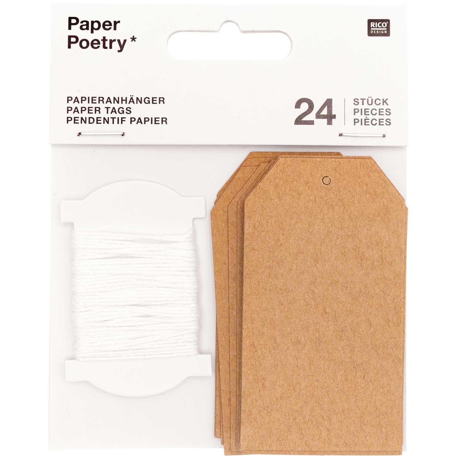 Paper Poetry Papieranhänger Kraftpapier 24 Stück von Rico Design