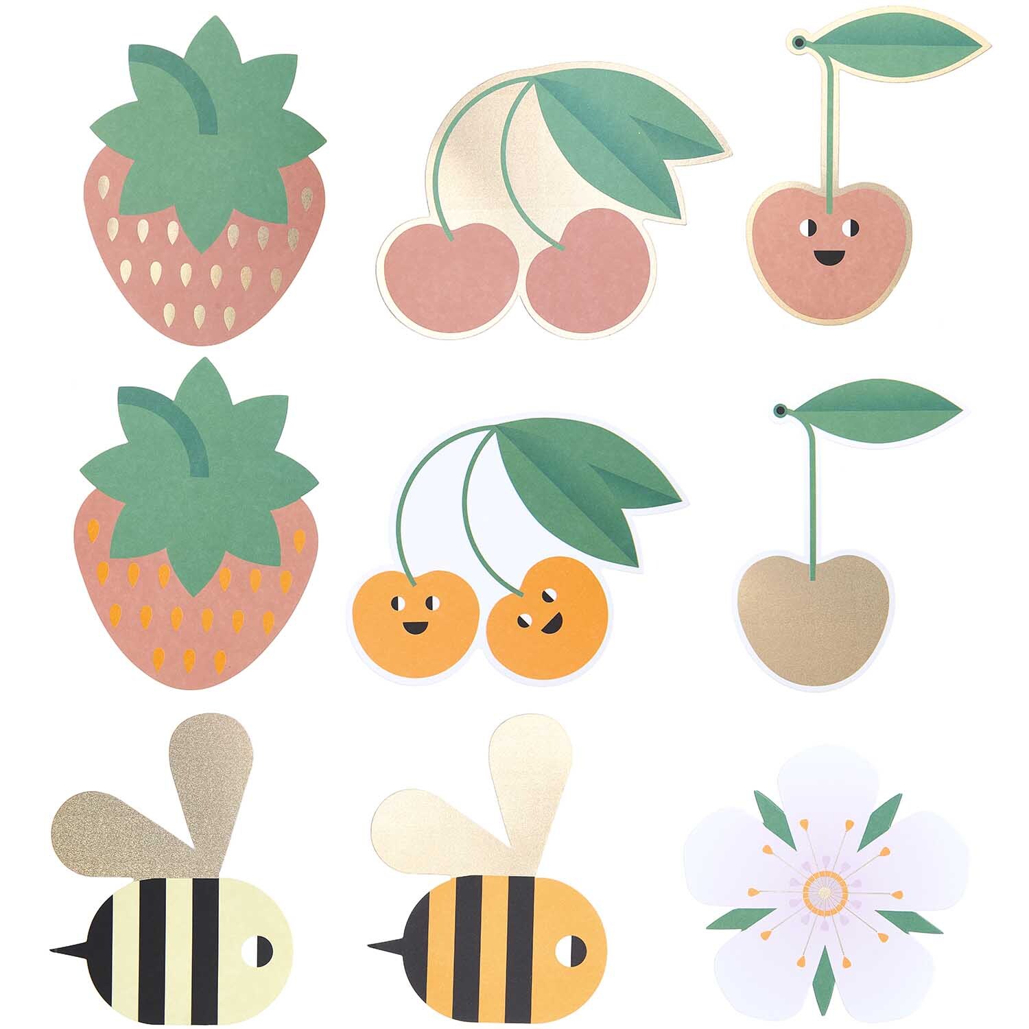 Paper Poetry Kartenset mit fröhlichen Bienen, Früchten und Blumen von Rico Design, 28-teilig.