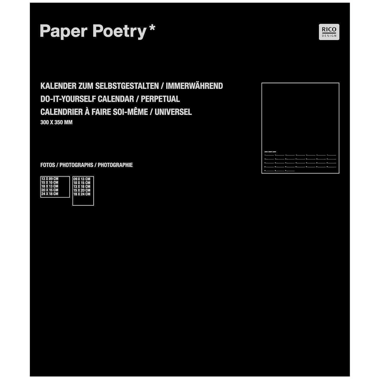 Paper Poetry Bastelkalender in Schwarz von Rico Design, ideal zum kreativen Selbstgestalten.