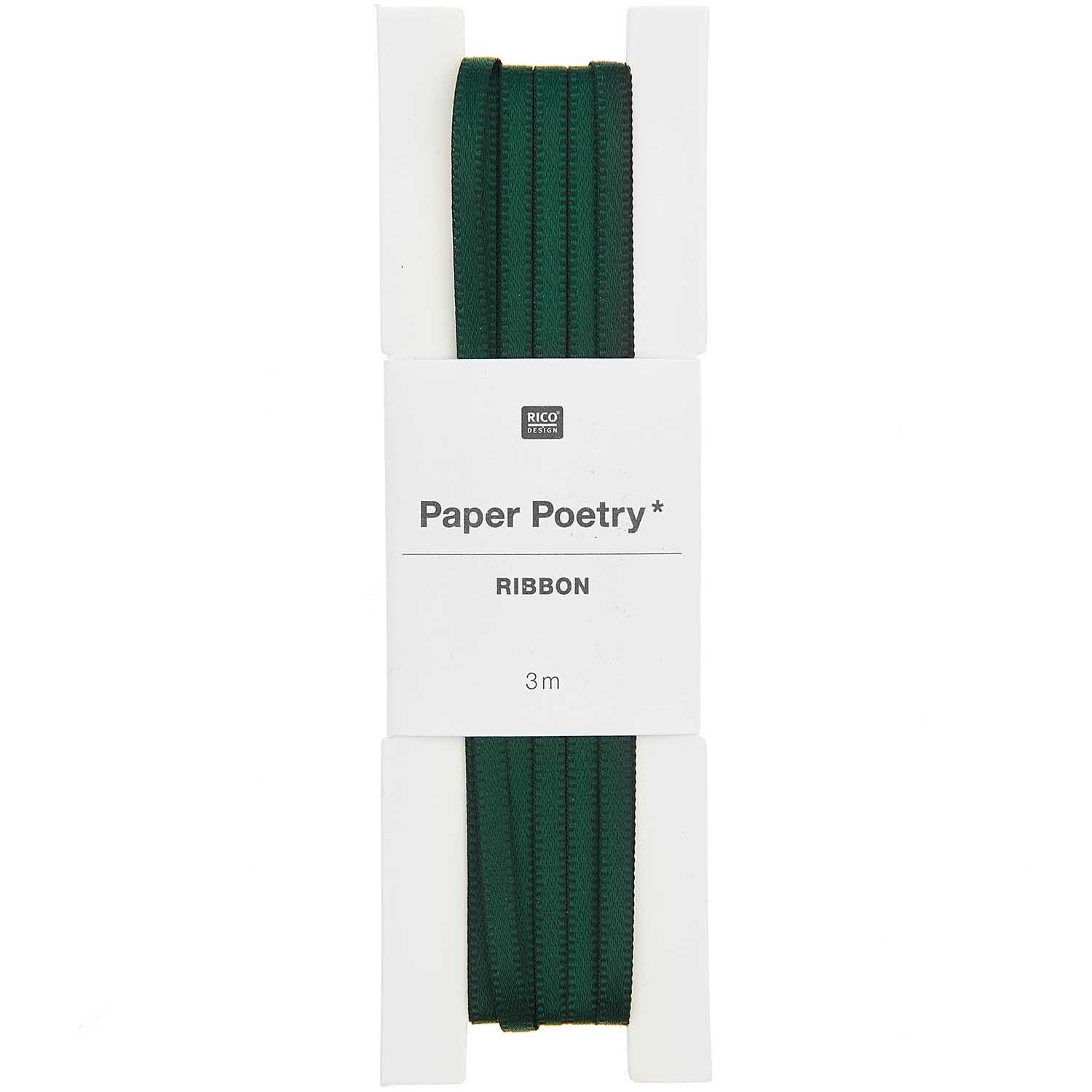 Paper Poetry Satinband 3mm 3m Farbe Tannengrün von Rico Design