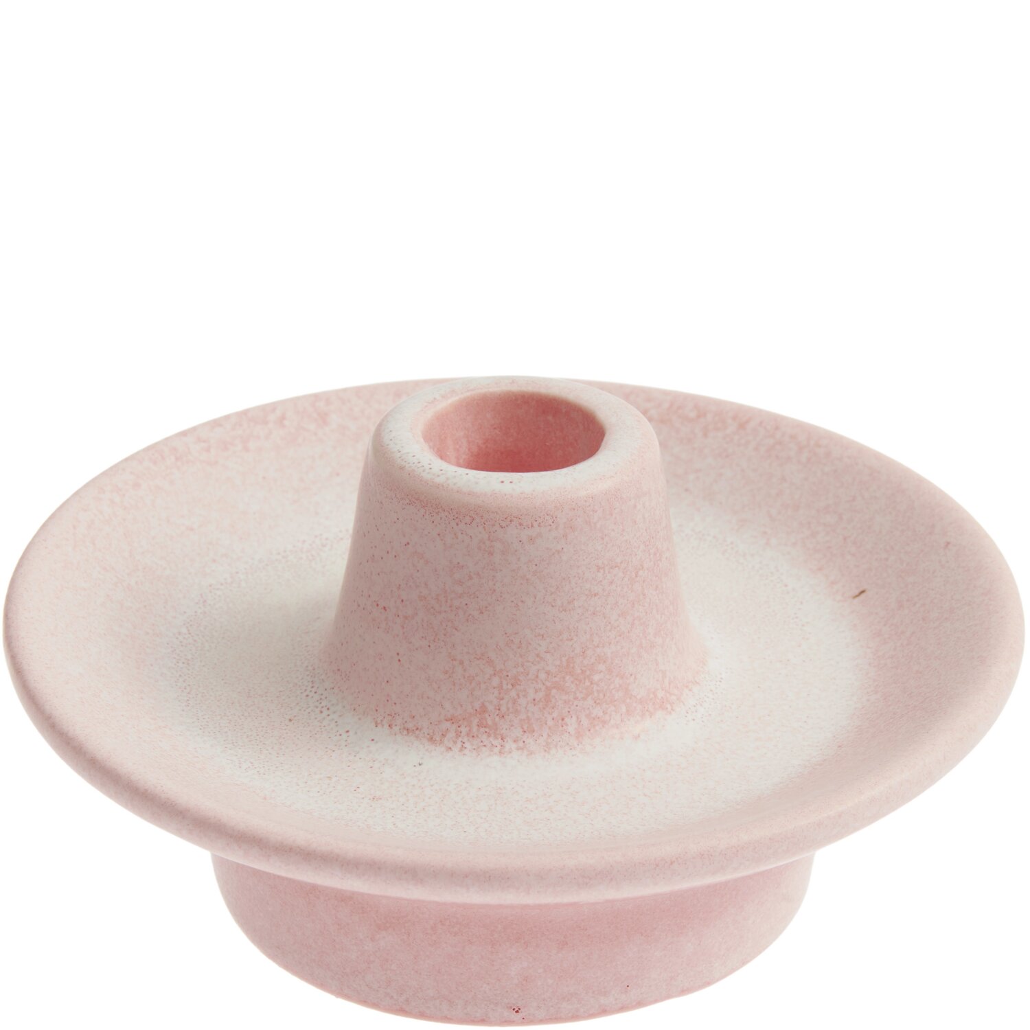 Porzellankerzenhalter mit Schale Rosa, Ø15,5x4cm, passend für 21mm Kerzen, von Rico Design.