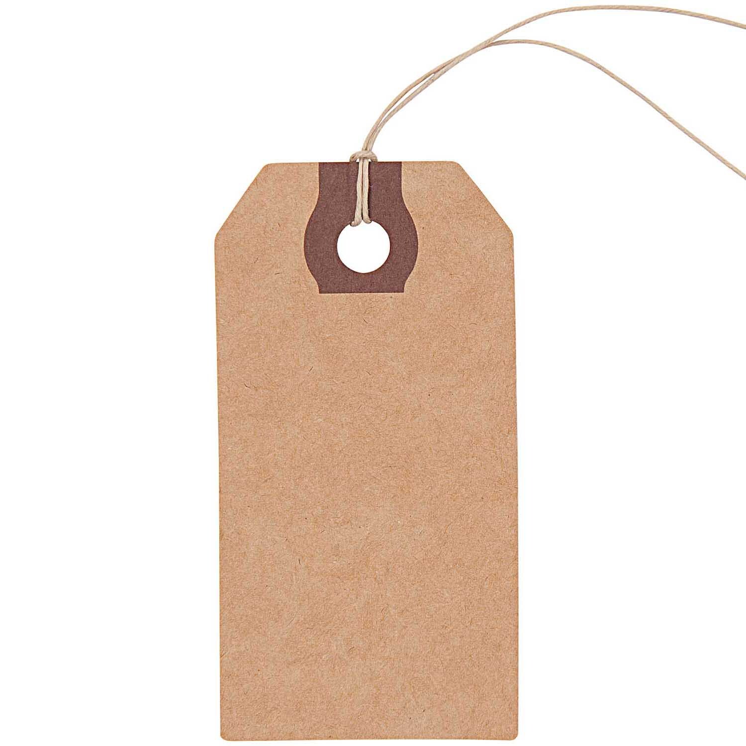 Paper Poetry Geschenkanhänger aus Kraftpapier, 9x4,5cm, 9 Stück, braun, von Rico Design, mit Schnur.