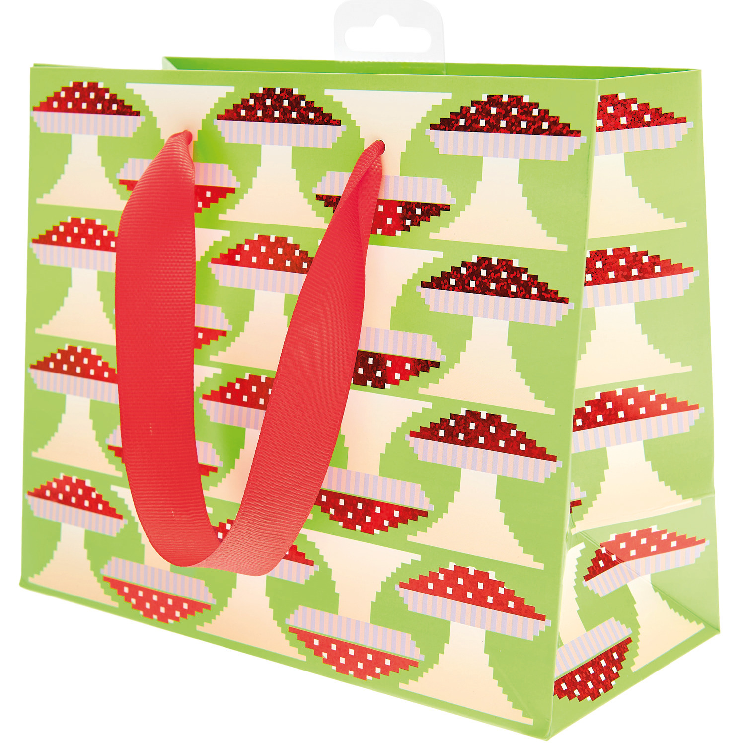 Geschenktüte Fliegenpilz Pixel Grün  22x18x10cm von Rico Design