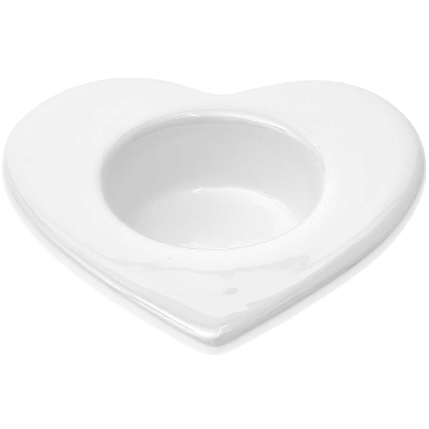 Keramik Teelichthalter Herz in elegantem Design, ideal für stimmungsvolle Beleuchtung.