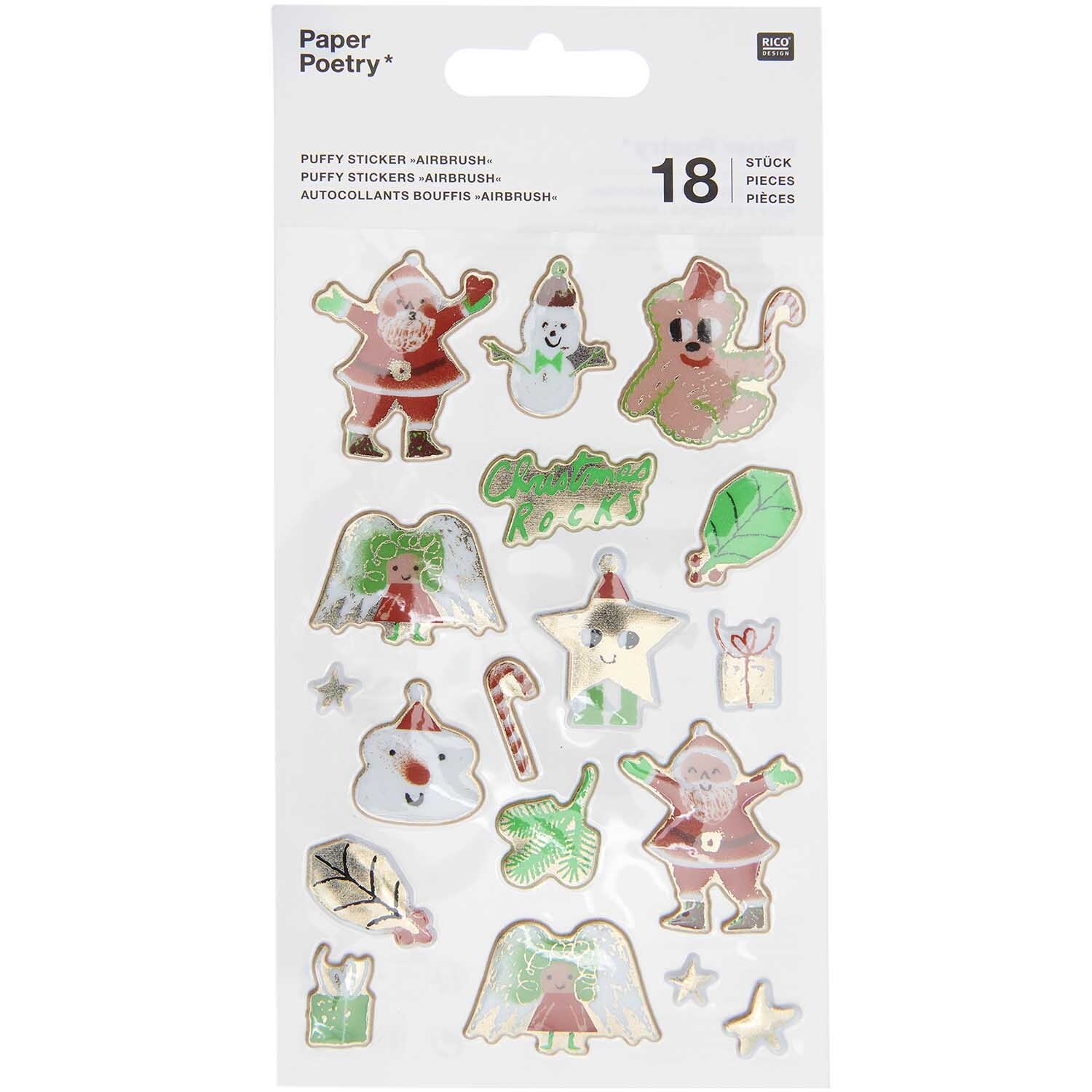 Paper Poetry Puffy-Sticker Airbrush 18 Stück von Rico Design